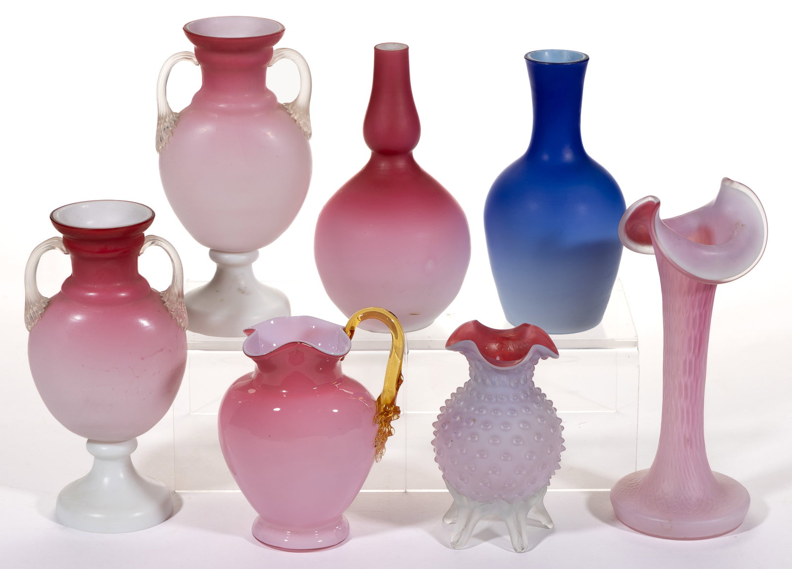 ASSORTED PEACHBLOW GLASS ARTICLES, LOT OF SIX (1 of 1)