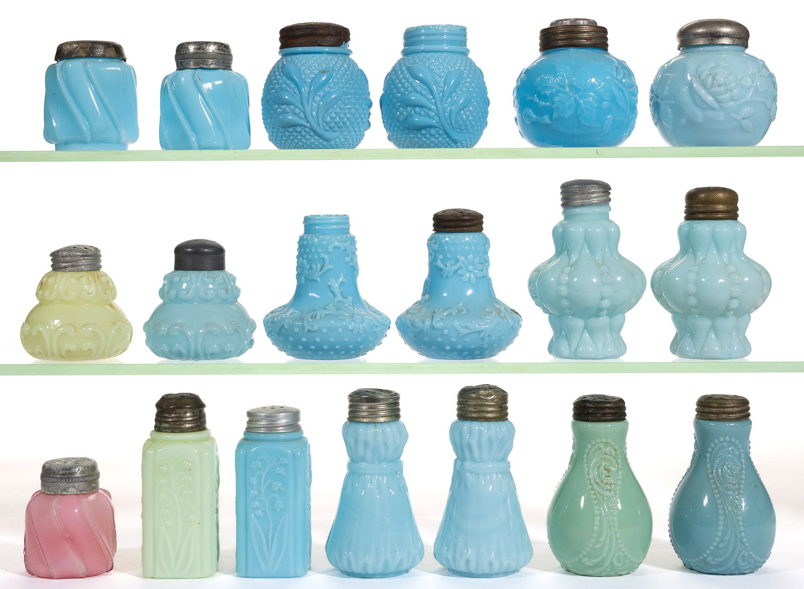 VARIOUS OPAQUE SALT AND PEPPER SHAKERS, LOT OF 19 (1 of 1)