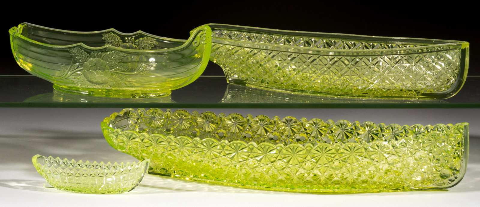 EAPG BOAT-FORM DISHES, LOT OF FOUR (1 of 1)