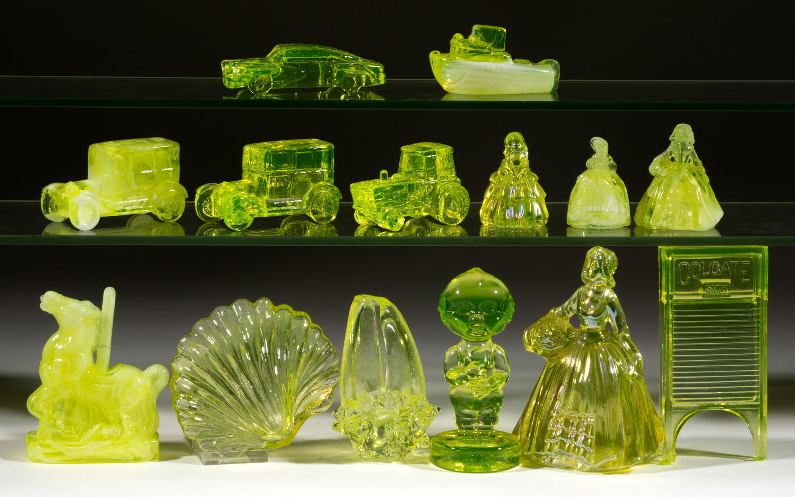 CONTEMPORARY ART GLASS FIGURAL NOVELTY ARTICLES, LOT OF 14 (1 of 1)