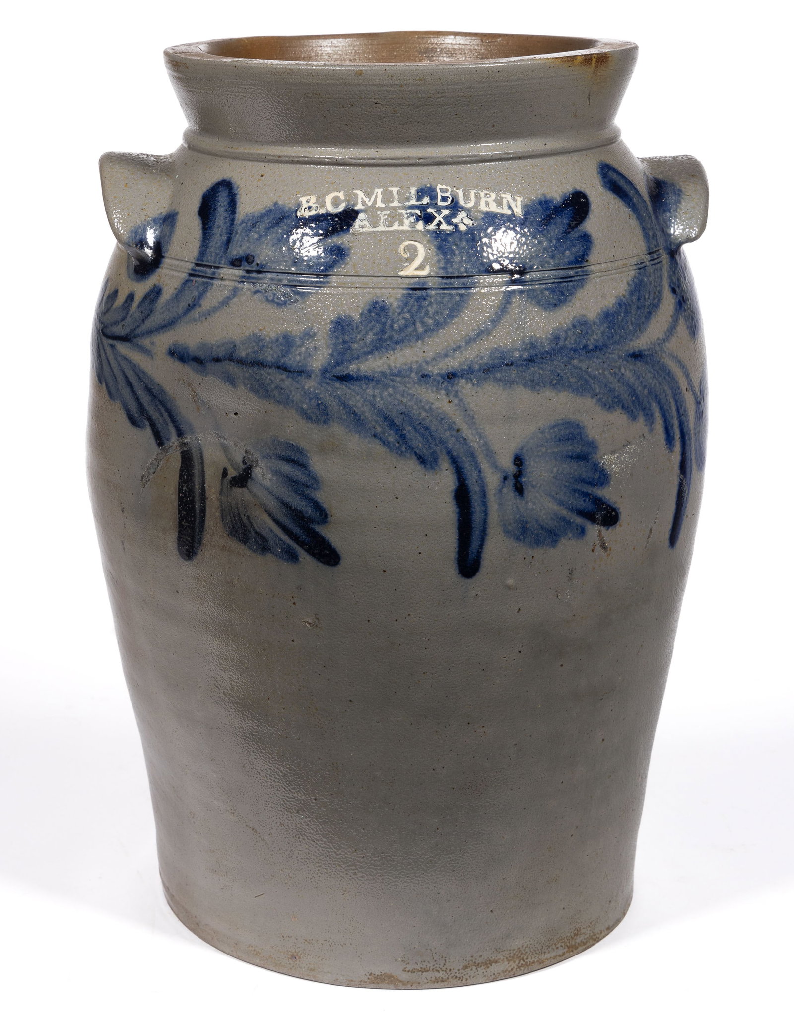 STAMPED "B.C. MILBURN / ALEXA", ALEXANDRIA, VIRGINIA DECORATED STONEWARE JAR (1 of 5)