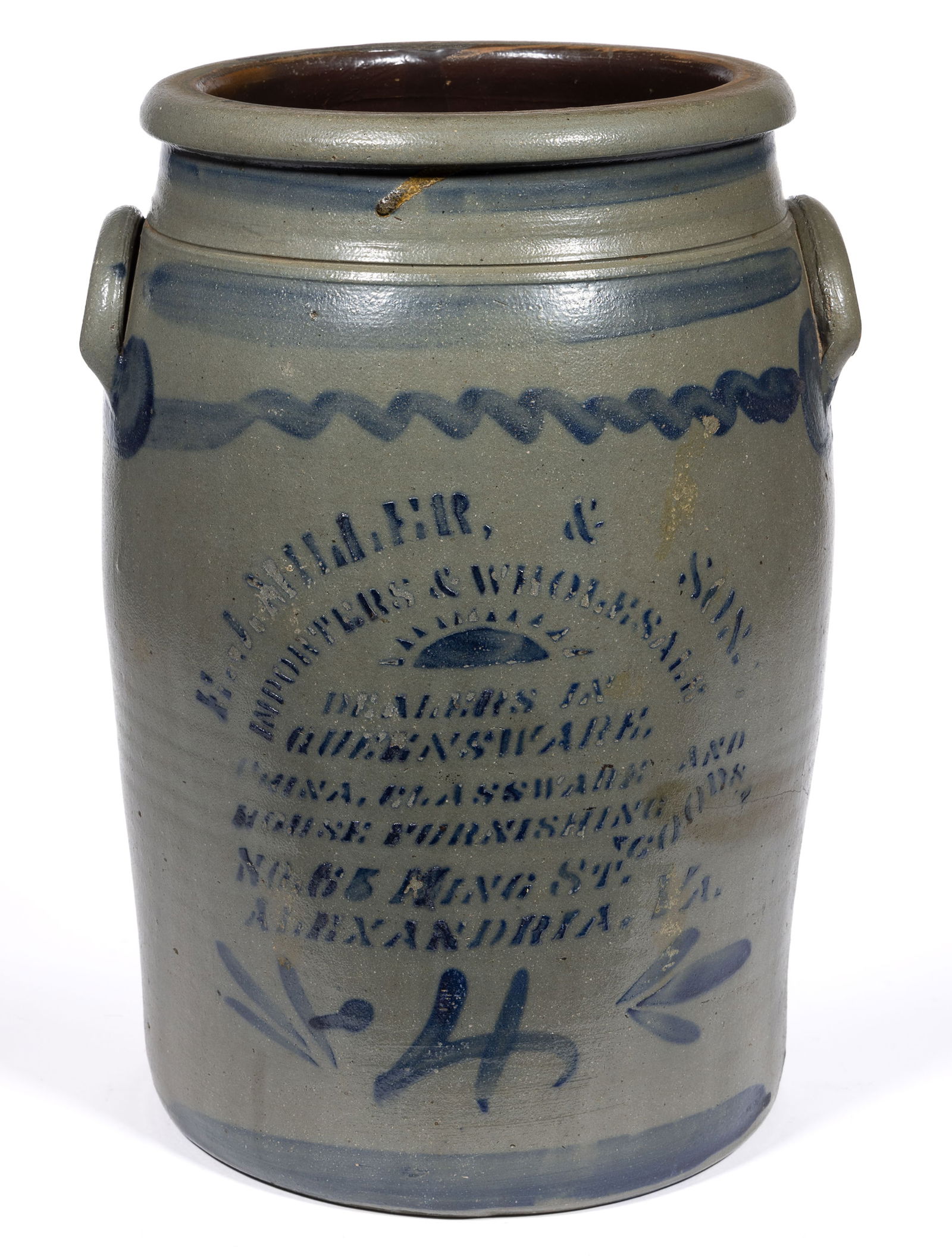 VIRGINIA MERCHANT'S STENCILED LARGE STONEWARE JAR (1 of 5)