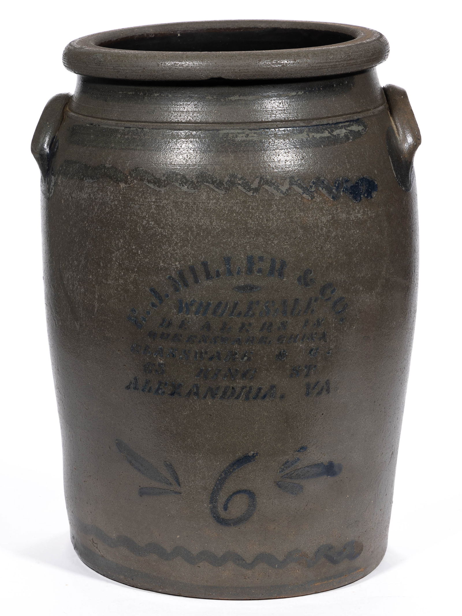 VIRGINIA MERCHANT'S STENCILED STONEWARE JAR (1 of 5)