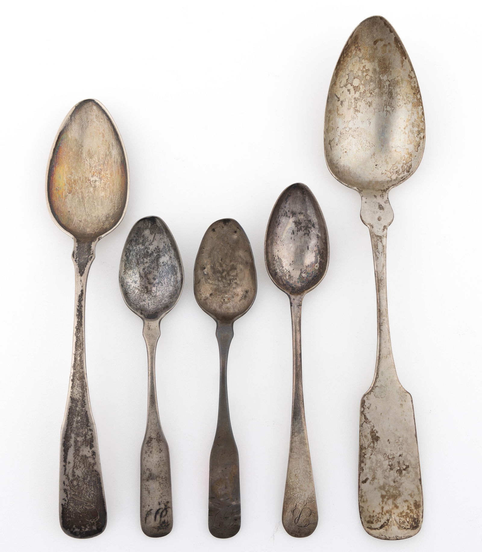 ALEXANDRIA, VIRGINIA AND GEORGETOWN, DC COIN SILVER SPOONS, LOT OF FIVE (1 of 2)