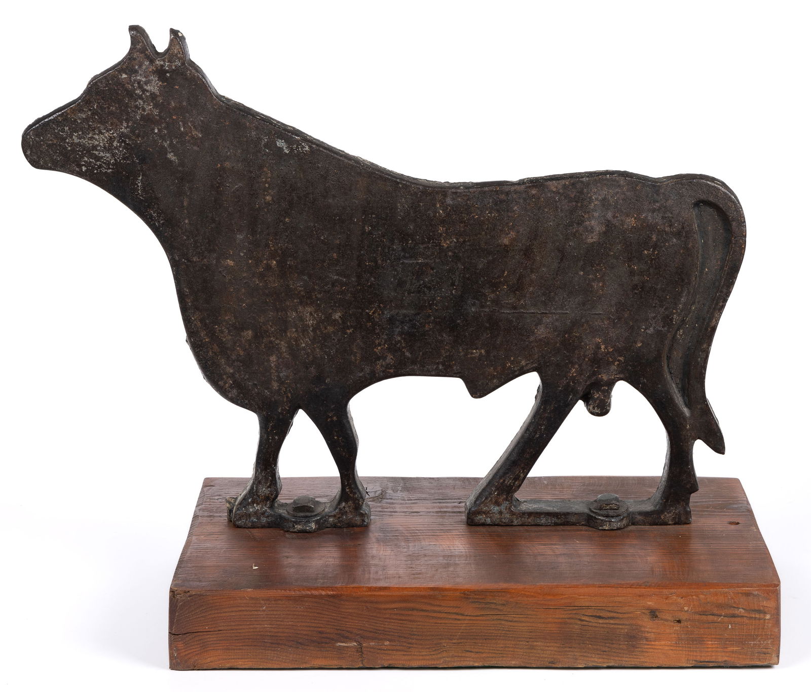 ANTIQUE AMERICAN CAST-IRON FIGURAL BULL WINDMILL WEIGHT (1 of 2)