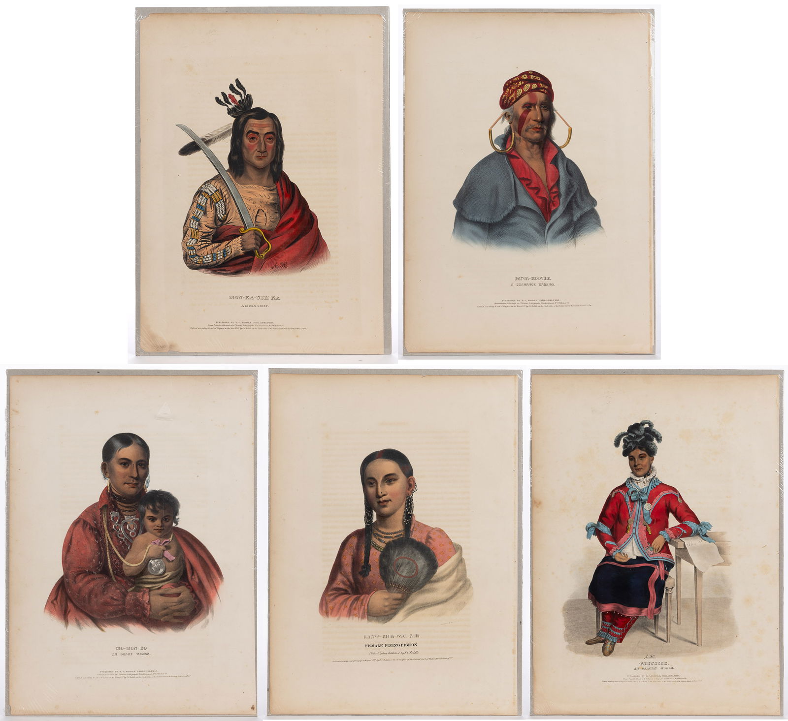 MCKENNEY & HALL NATIVE AMERICAN PORTRAIT PRINTS, LOT OF FIVE (1 of 6)
