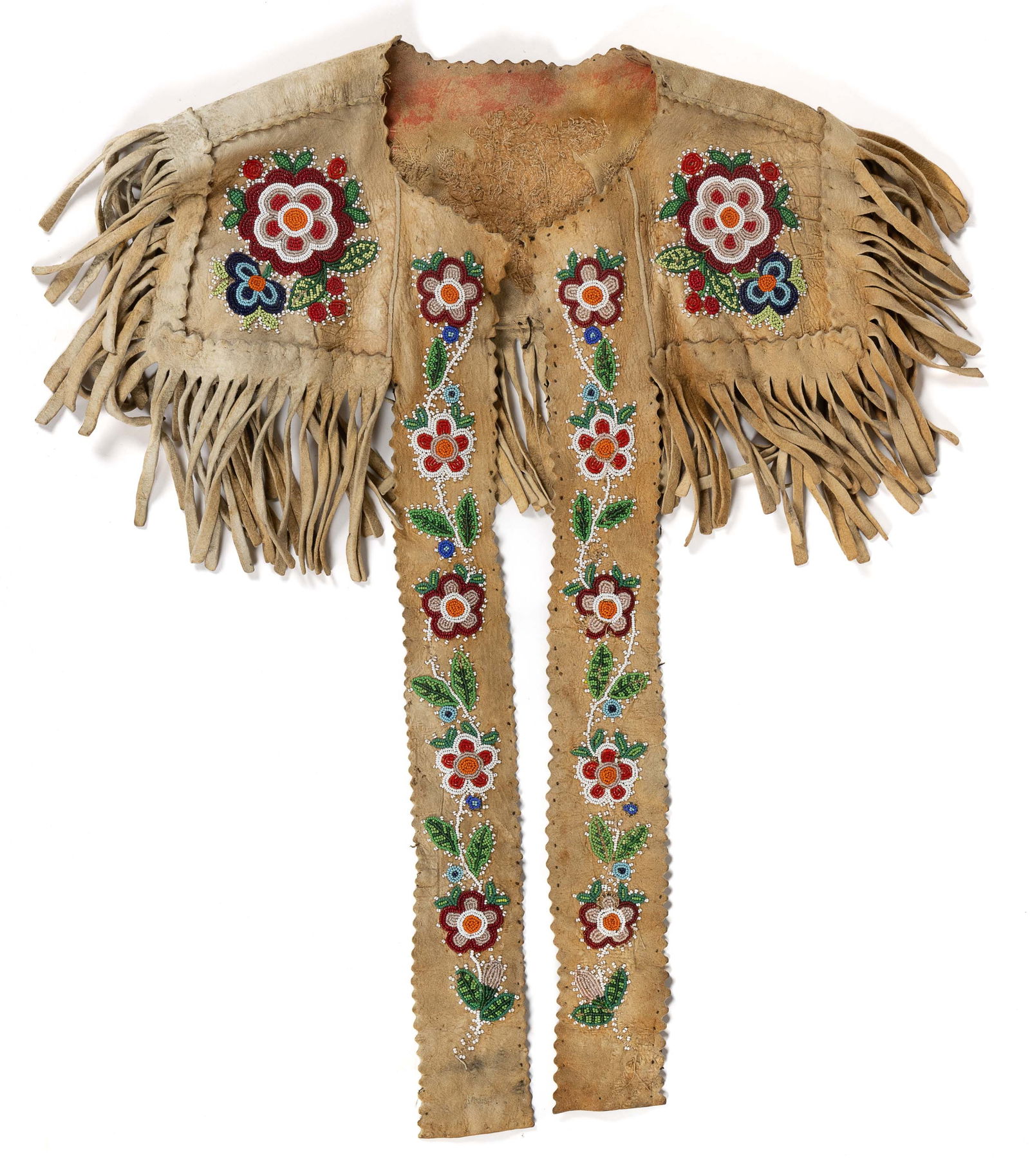 NATIVE AMERICAN BEADED HIDE SHIRT YOKE (1 of 5)