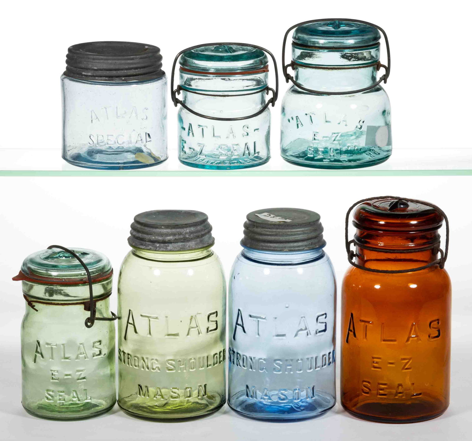 ASSORTED ATLAS FRUIT JARS, LOT OF SEVEN (1 of 1)