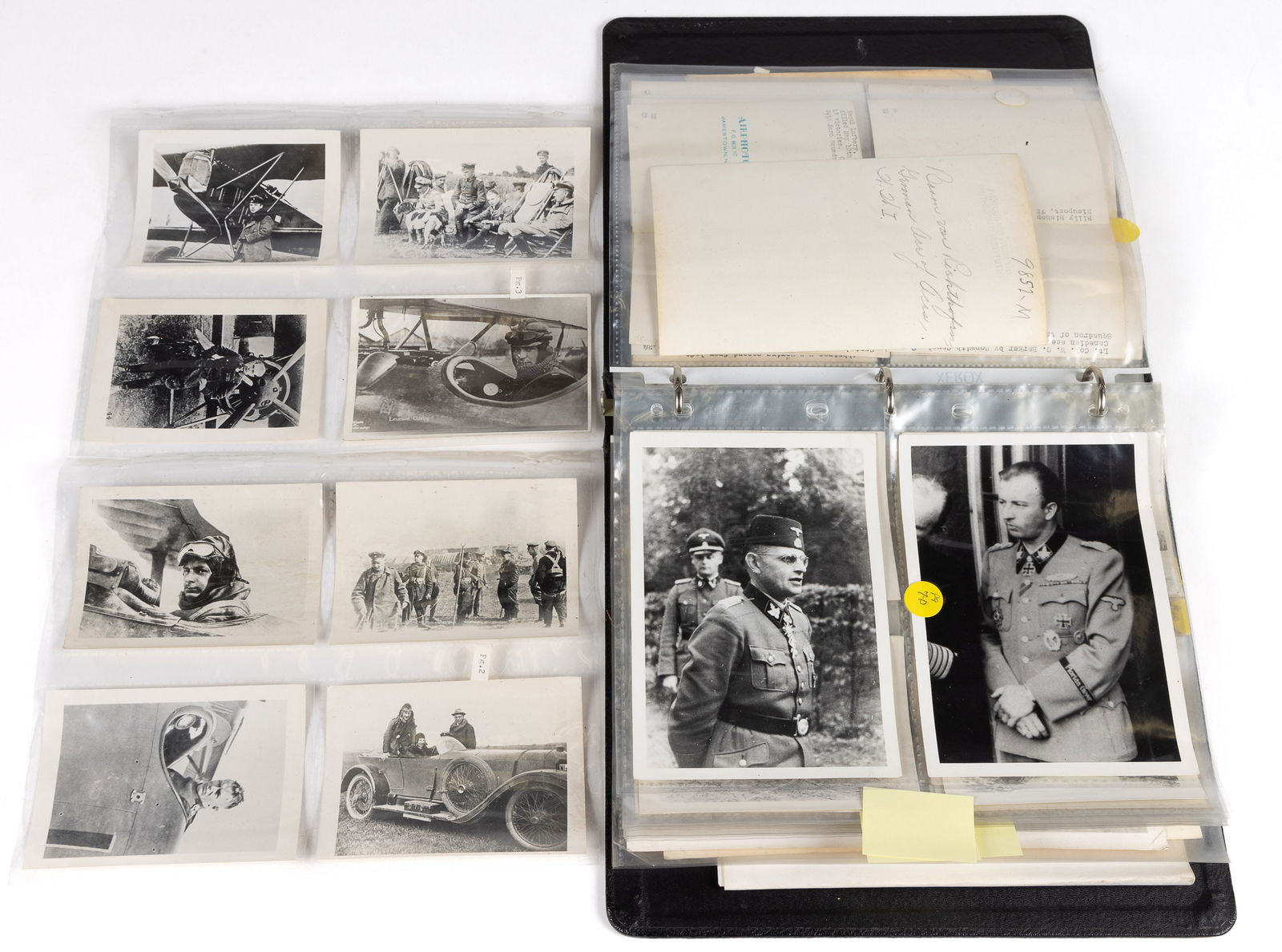 WORLD WAR I / WWI GERMAN AIRPLANE AND RELATED PHOTOS, LOT OF 106 +/-: WORLD WAR I / WWI GERMAN AIRPLANE AND RELATED PHOTOS, LOT OF 106 +/-, most with identification on the back, many of pilots including numerous Baron Manfred von Richthofen, Ernest Udet, Christian Donha