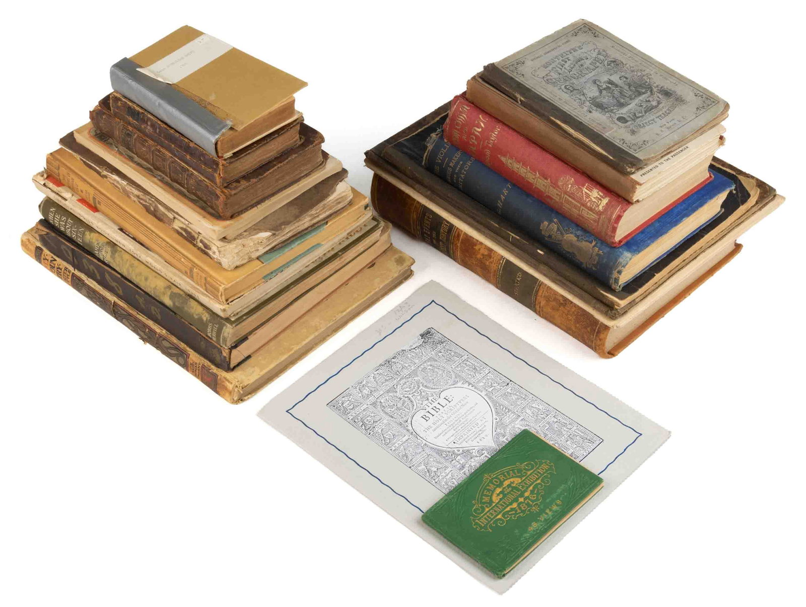 ASSORTED ANTIQUARIAN / COLLECTIBLE VOLUMES / EPHEMERA, LOT OF 21: ASSORTED ANTIQUARIAN / COLLECTIBLE VOLUMES / EPHEMERA, LOT OF 21, including (1) Taylor, A Visit to India, China, and Japan, in the Year 1853, 1855; (2) Hart, The Violin: Its Famous Make