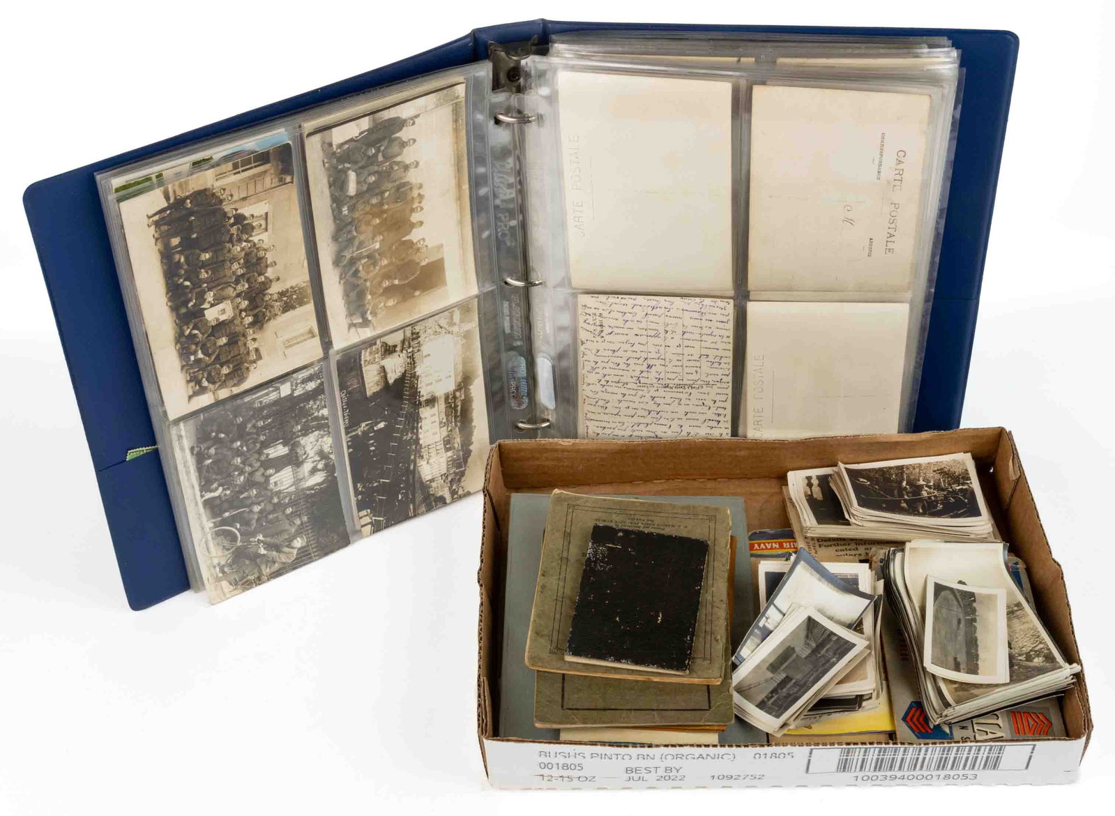 ANTIQUE / VINTAGE MILITARY POST CARDS, UNCOUNTED LOT: ANTIQUE / VINTAGE MILITARY POST CARDS, UNCOUNTED LOT, more than 150 pieces, real photo and printed, United States plus World War I (WWI) Europe. Together with other military ephemera including WWI mat