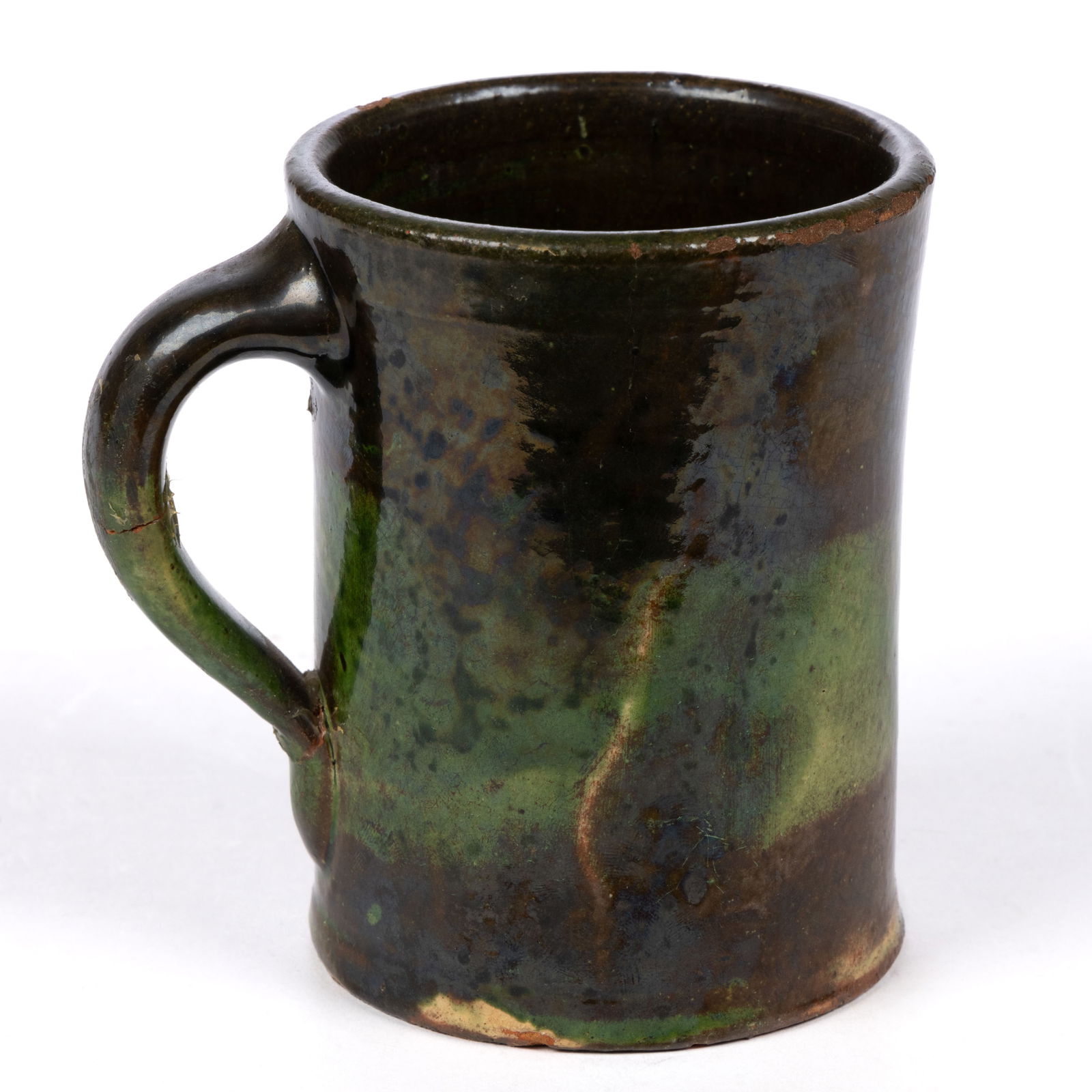 STRASBURG, SHENANDOAH VALLEY OF VIRGINIA POLYCHROME-DECORATED EARTHENWARE / REDWARE MUG (1 of 5)