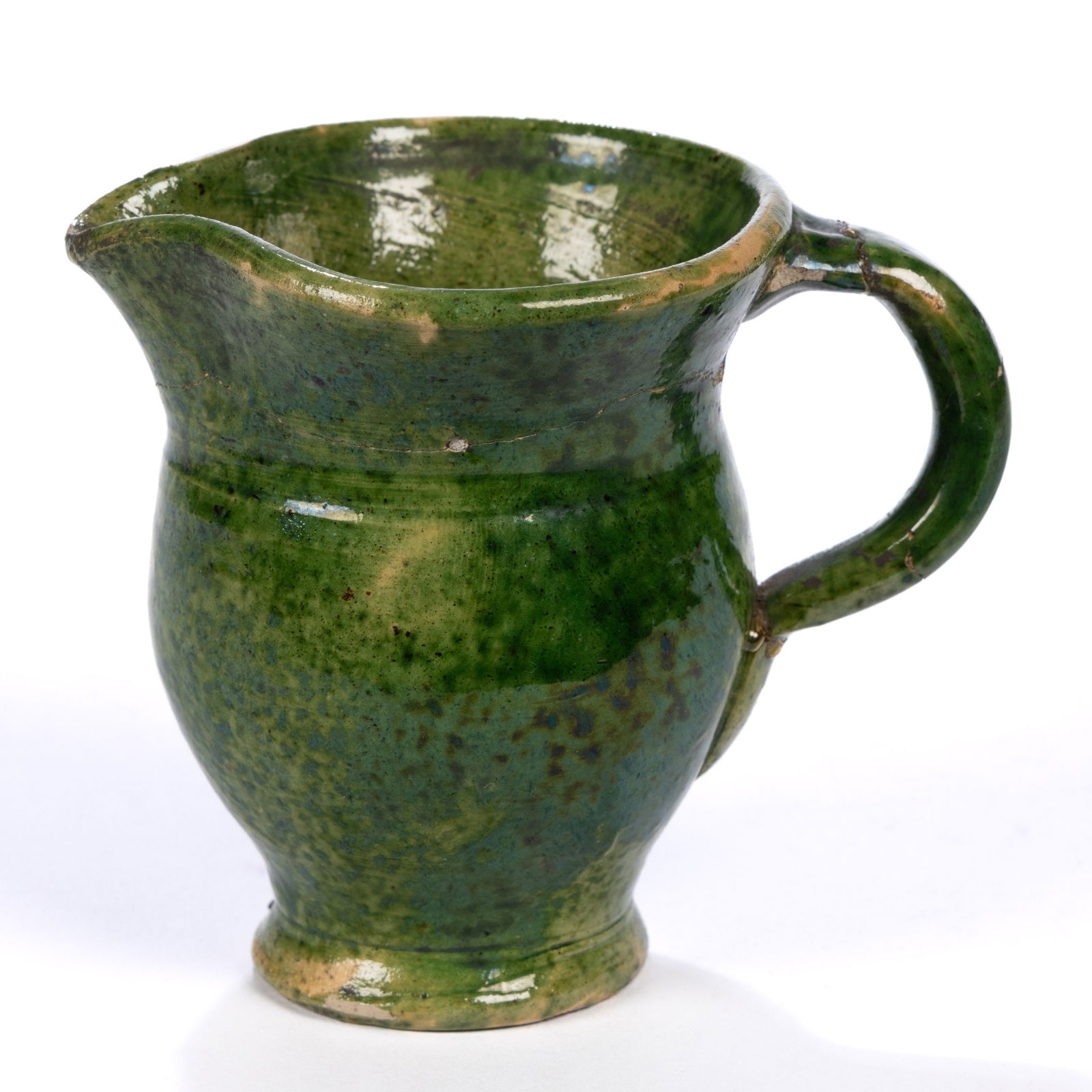 STRASBURG, SHENANDOAH VALLEY OF VIRGINIA GREEN-GLAZED EARTHENWARE / REDWARE CREAMER / PITCHER (1 of 5)