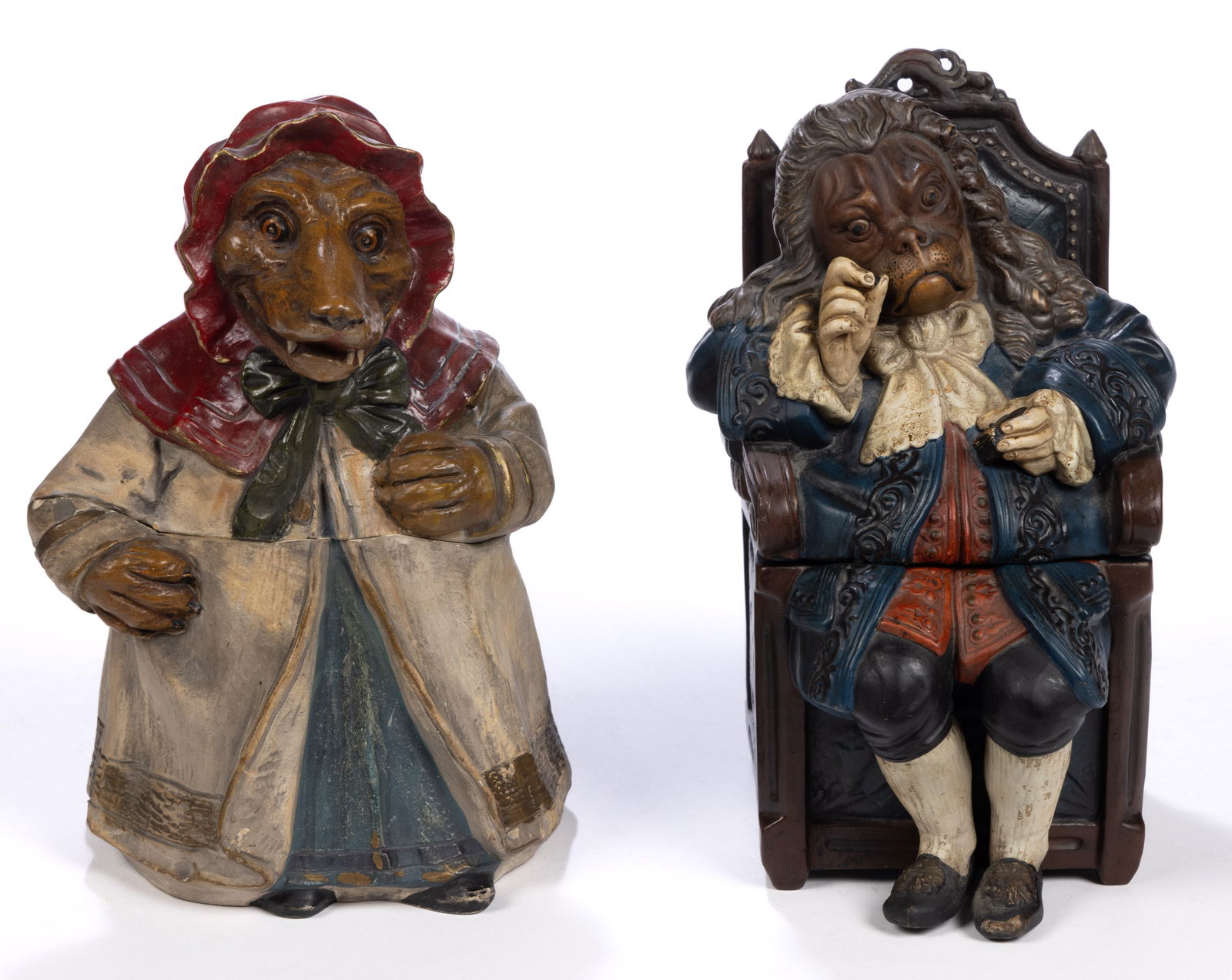 CONTINENTAL CERAMIC FIGURAL ANTHROPOMORPHIC ANIMAL HUMIDORS, LOT OF TWO (1 of 5)