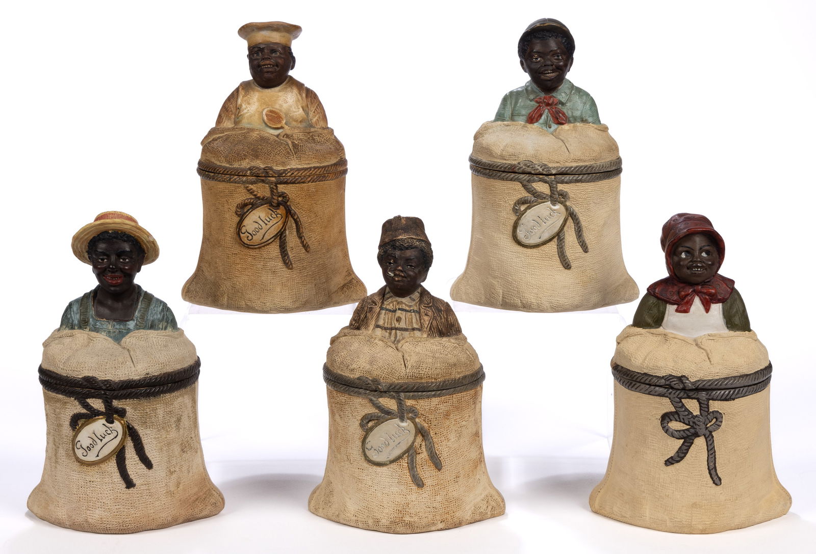JOHANN MARESCH (AUSTRIAN, 1821-1914), BLACK AMERICANA CERAMIC FIGURAL HUMIDORS, LOT OF FIVE (1 of 4)