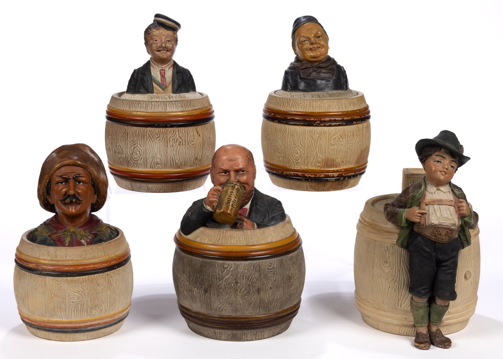JOHANN MARESCH (AUSTRIAN, 1821-1914), CERAMIC FIGURAL HUMIDORS, LOT OF FIVE (1 of 4)