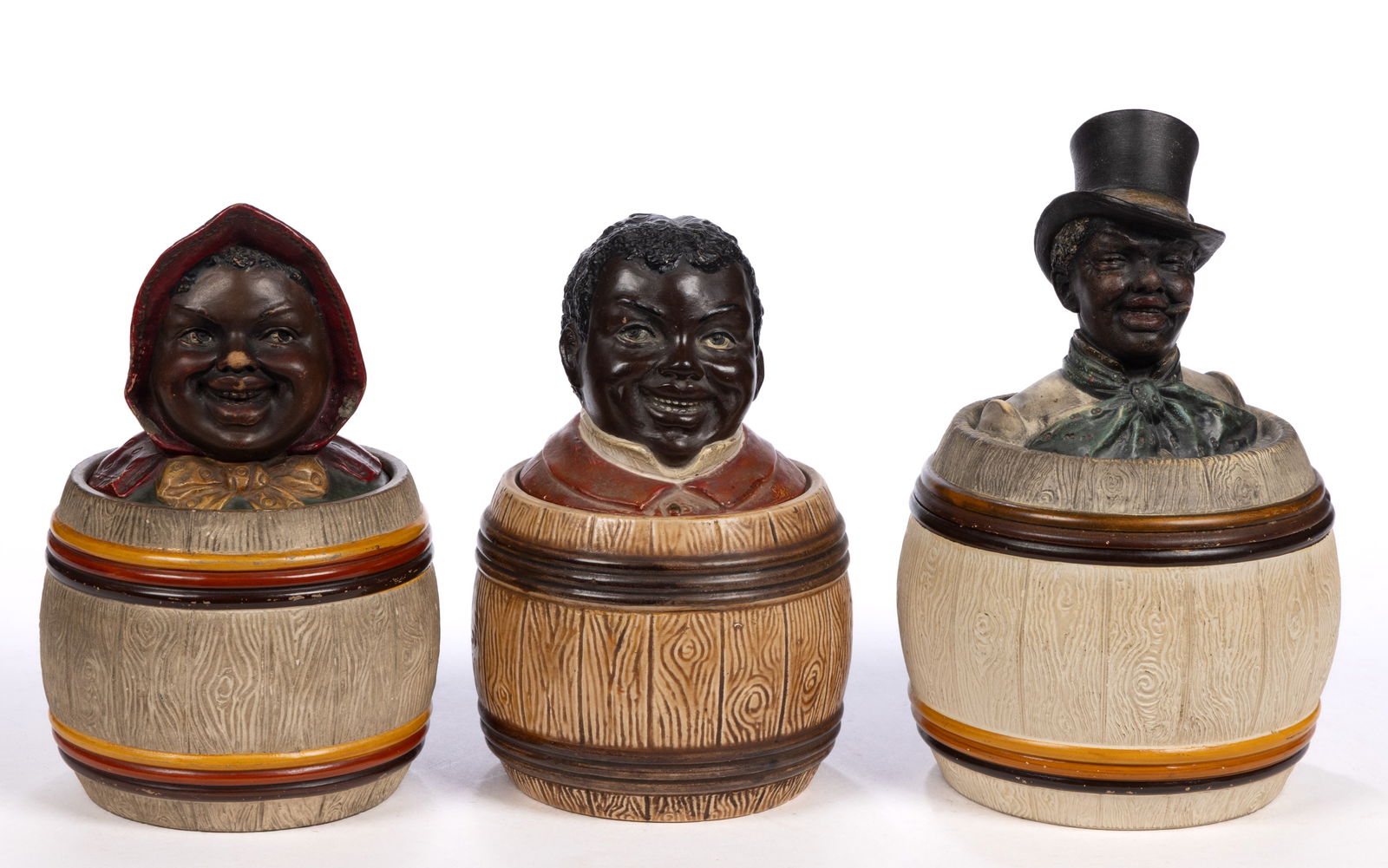 JOHANN MARESCH (AUSTRIAN, 1821-1914), BLACK AMERICANA CERAMIC FIGURAL HUMIDORS, LOT OF THREE (1 of 5)