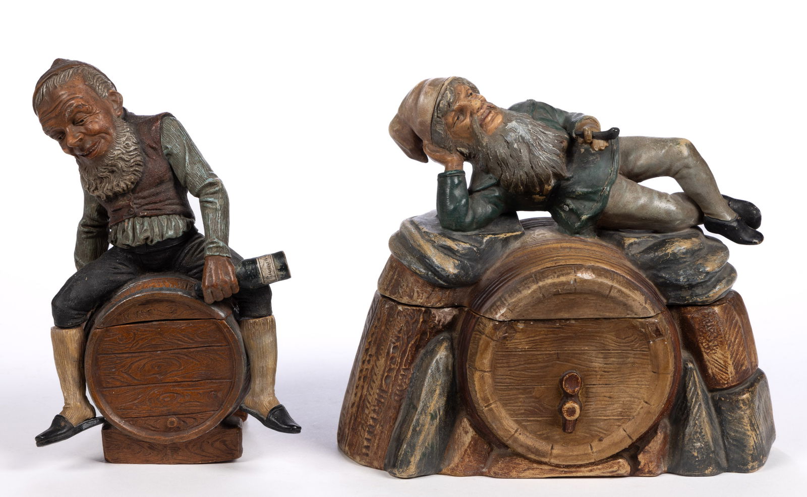 CONTINENTAL CERAMIC FIGURAL GNOME HUMIDORS, LOT OF TWO (1 of 5)