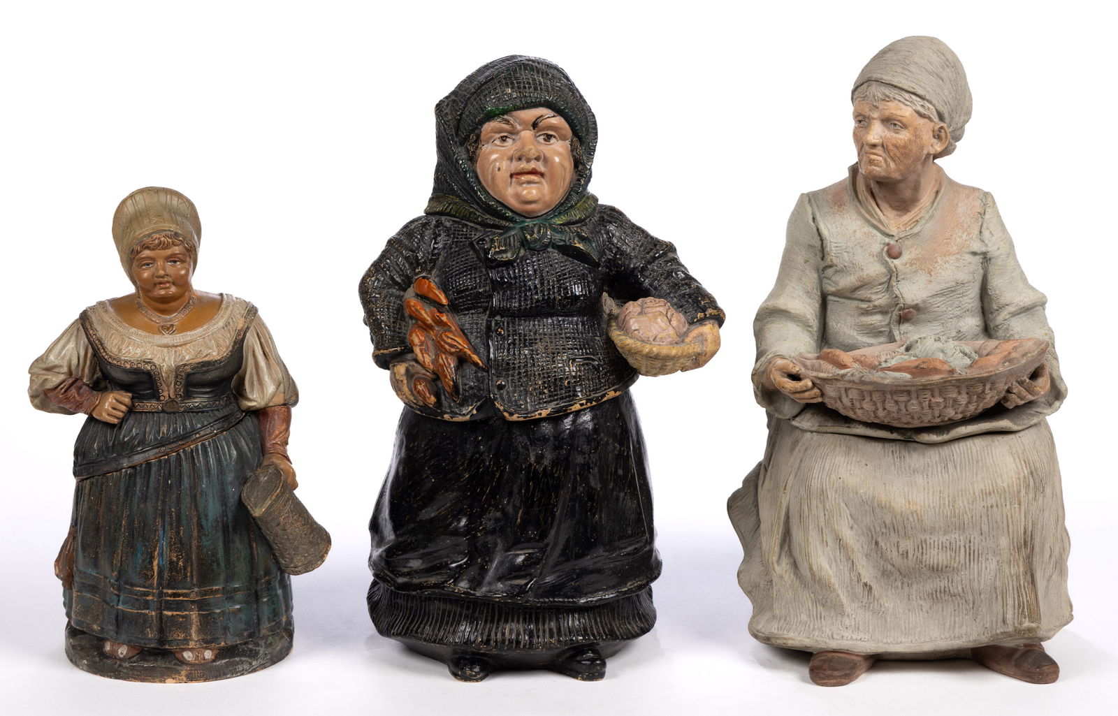 CONTINENTAL CERAMIC WOMAN FIGURAL HUMIDORS, LOT OF THREE (1 of 5)