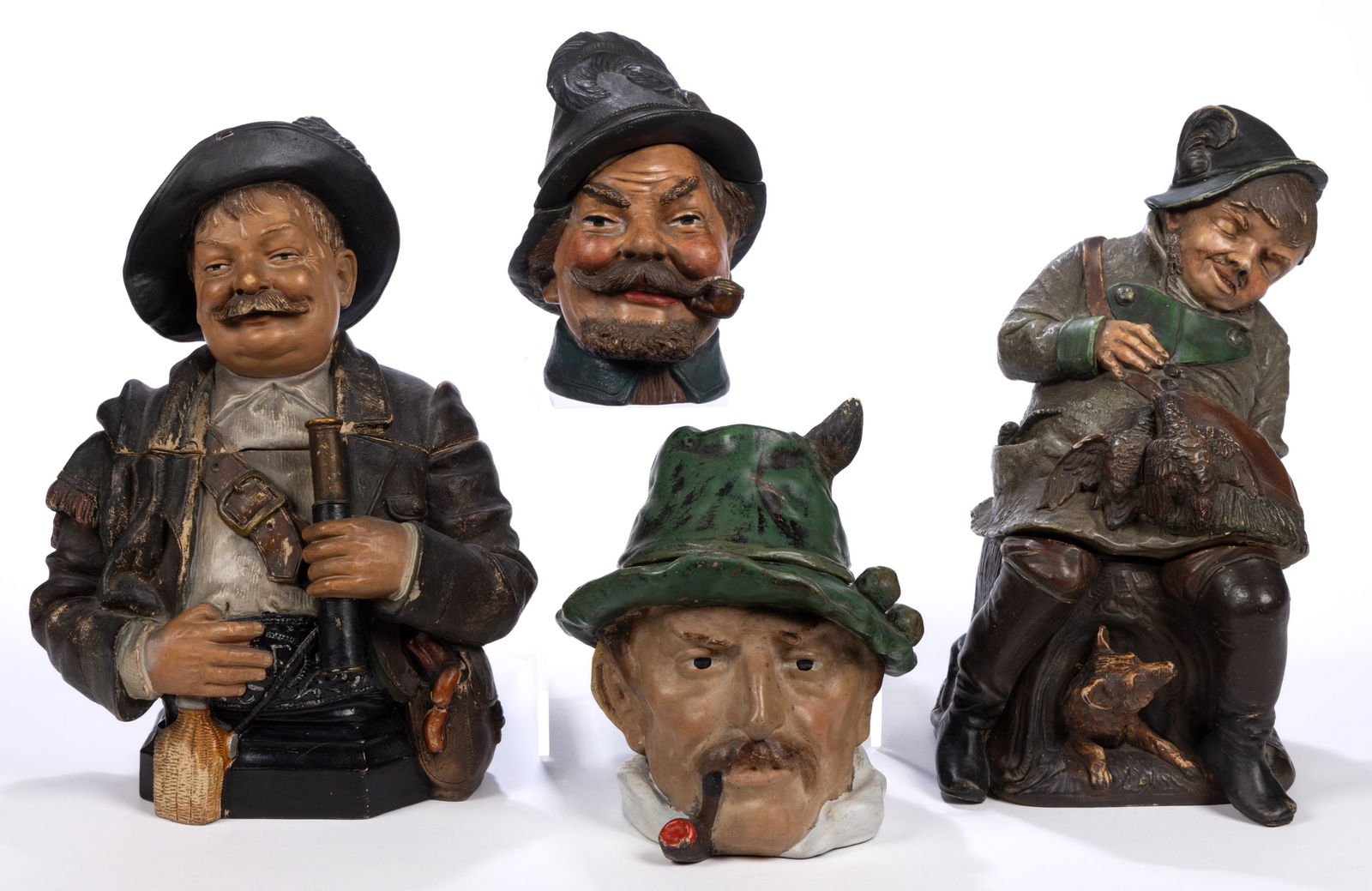 CONTINENTAL CERAMIC HUNTER FIGURAL HUMIDORS, LOT OF FOUR (1 of 4)