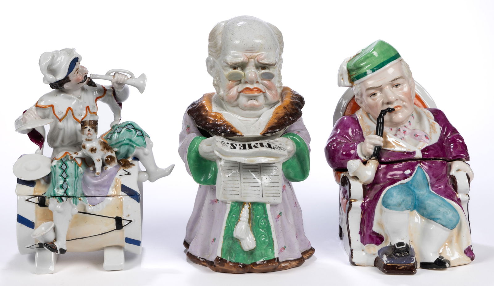 GERMAN CONTA & BOEHME ATTRIBUTED PORCELAIN FIGURAL HUMIDORS, LOT OF THREE (1 of 5)