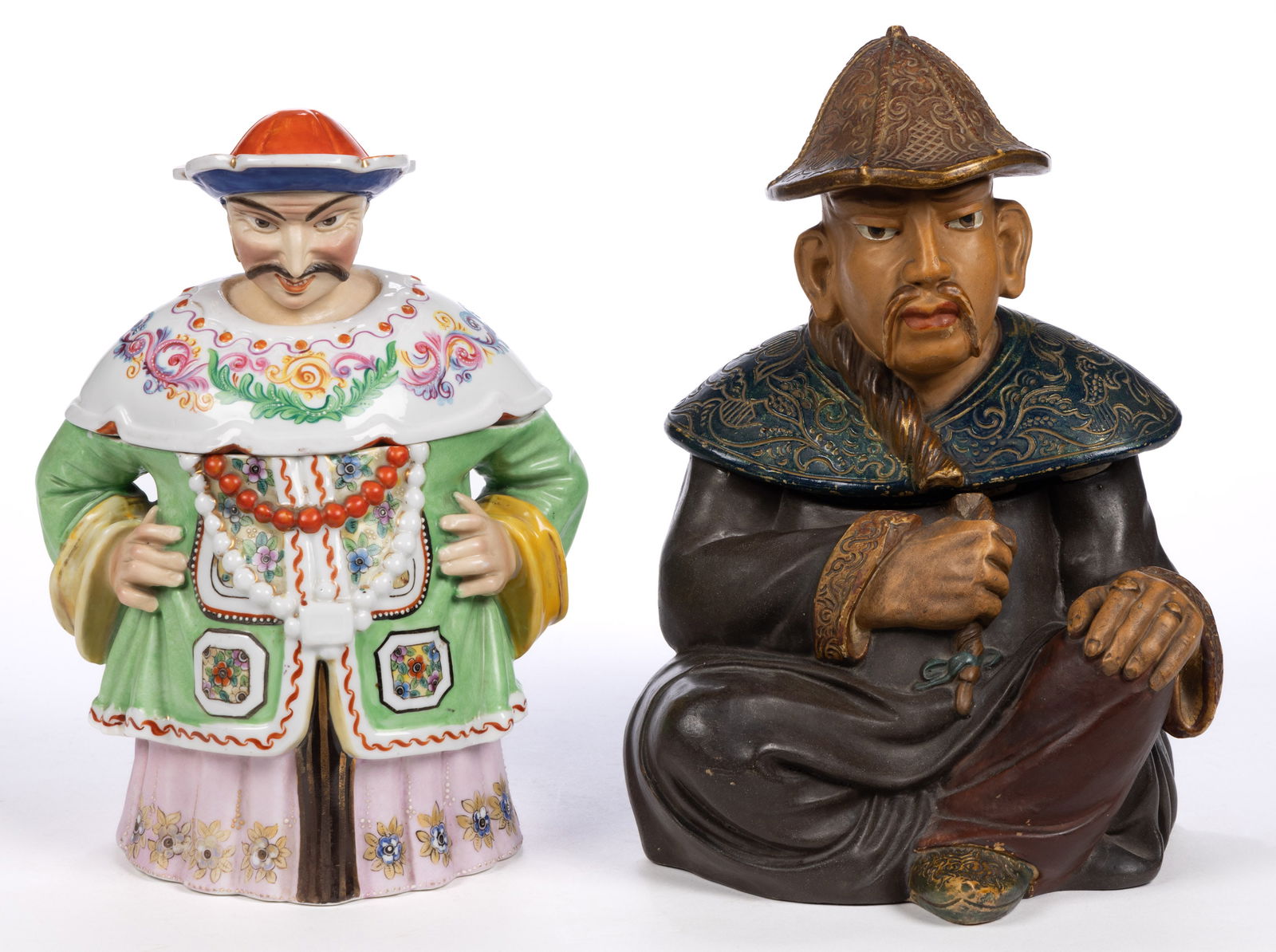 CONTINENTAL CERAMIC / PORCELAIN LARGE FIGURAL ASIAN HUMIDORS, LOT OF TWO (1 of 5)