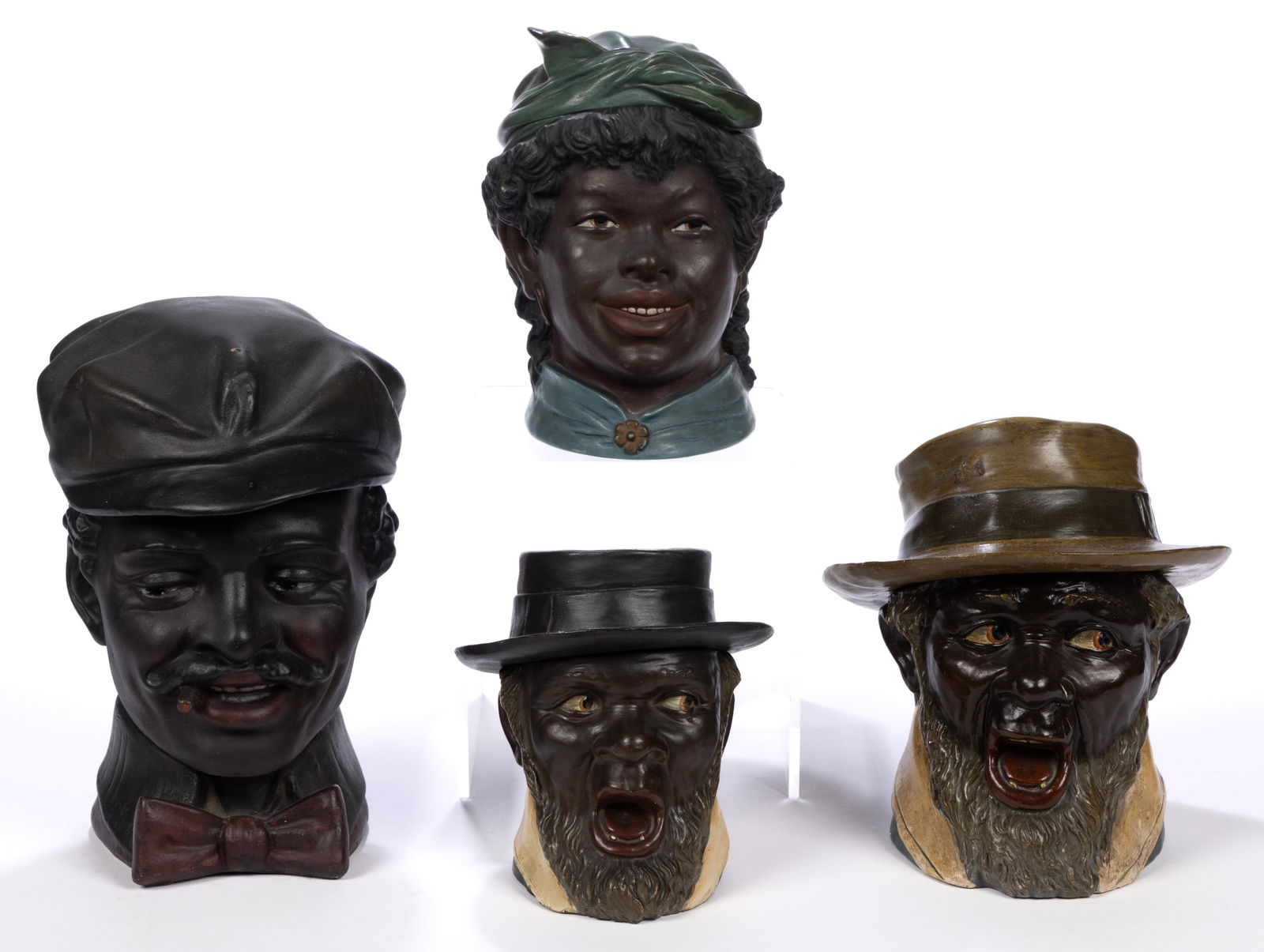 CONTINENTAL CERAMIC BLACK AMERICANA FIGURAL HEAD HUMIDORS, LOT OF FOUR (1 of 4)