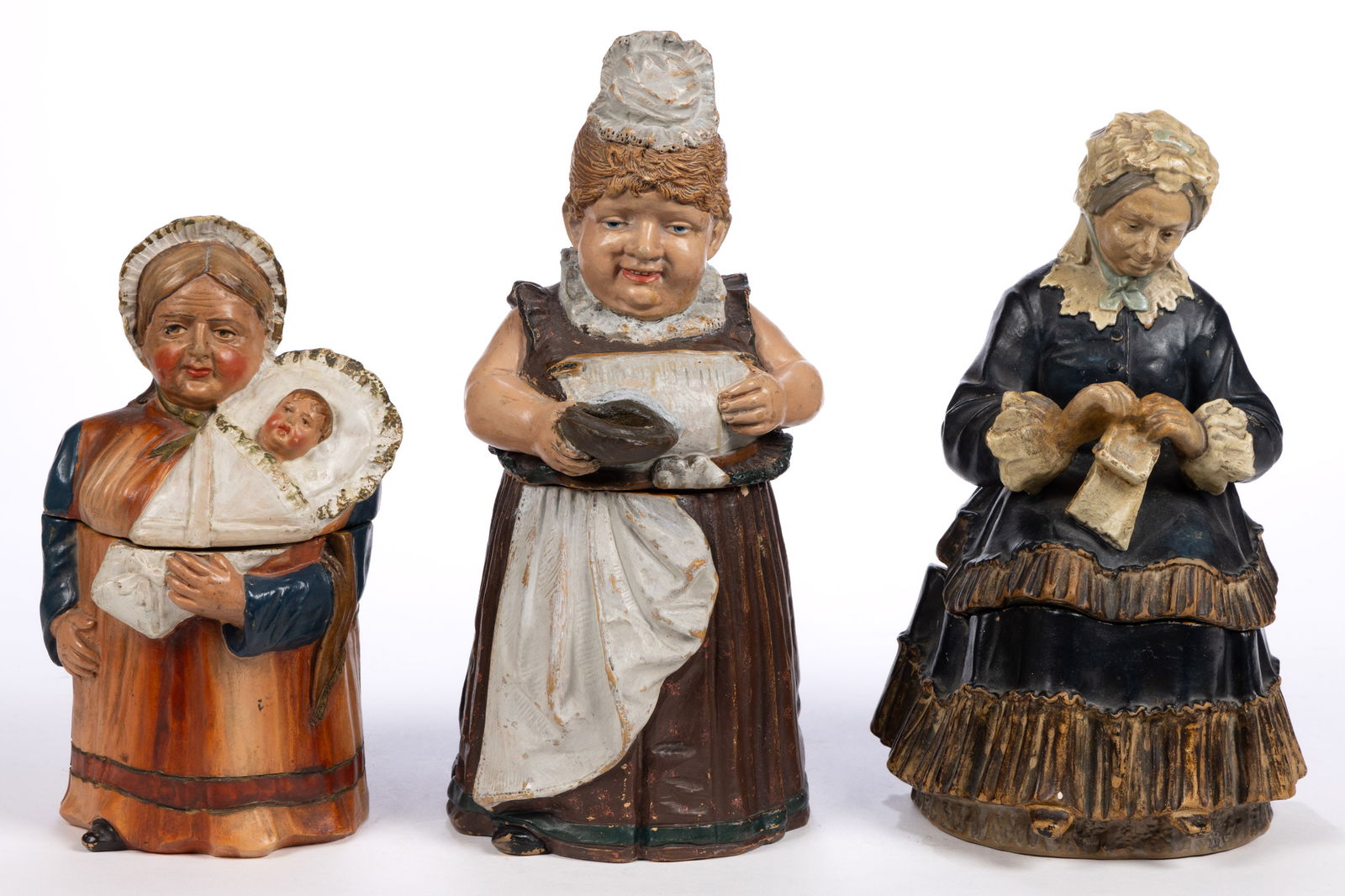 CONTINENTAL CERAMIC WOMAN FIGURAL HUMIDORS, LOT OF THREE (1 of 5)