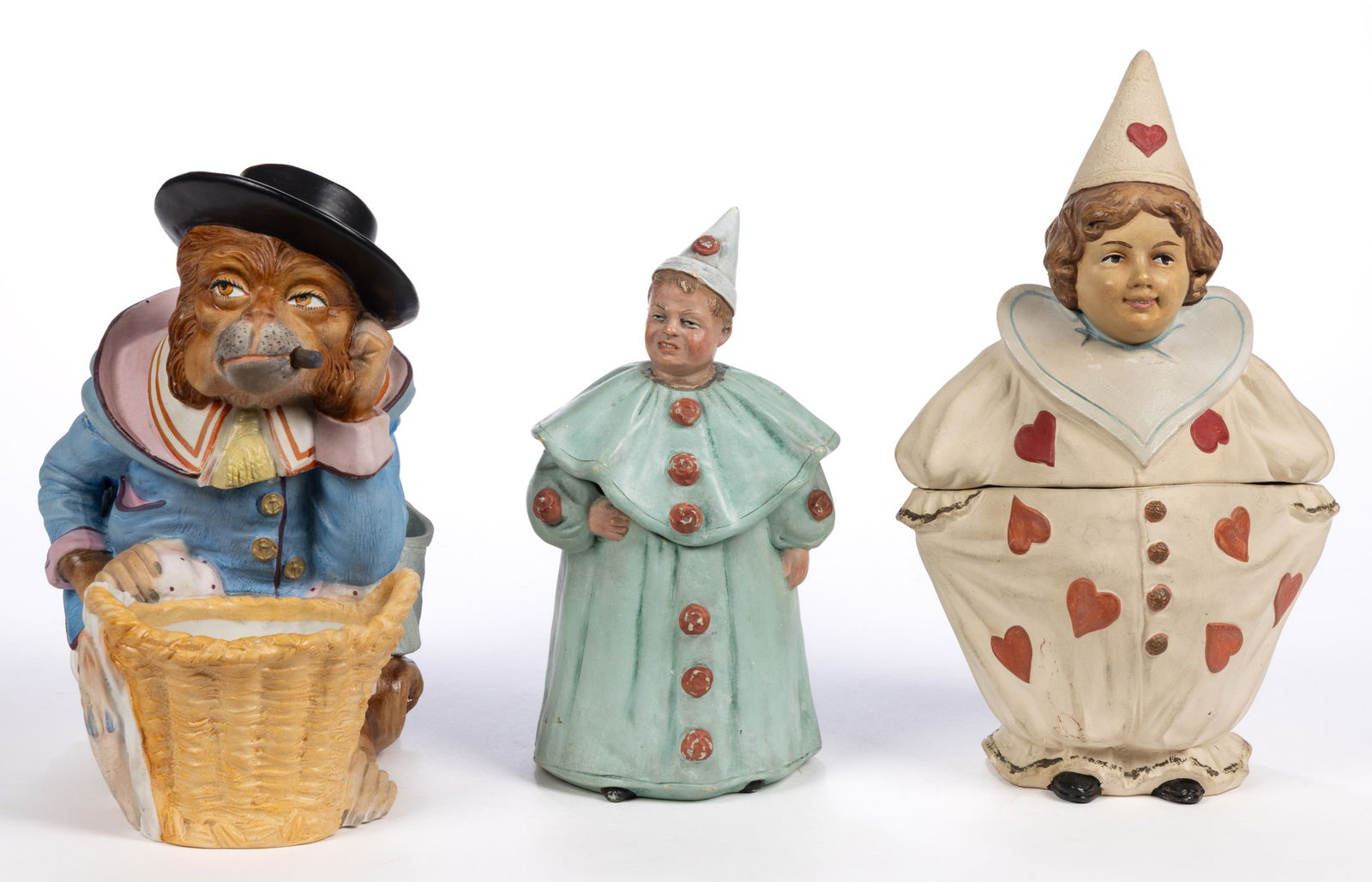 CONTINENTAL CERAMIC COMEDIC / HUMOROUS FIGURAL HUMIDORS, LOT OF THREE (1 of 5)