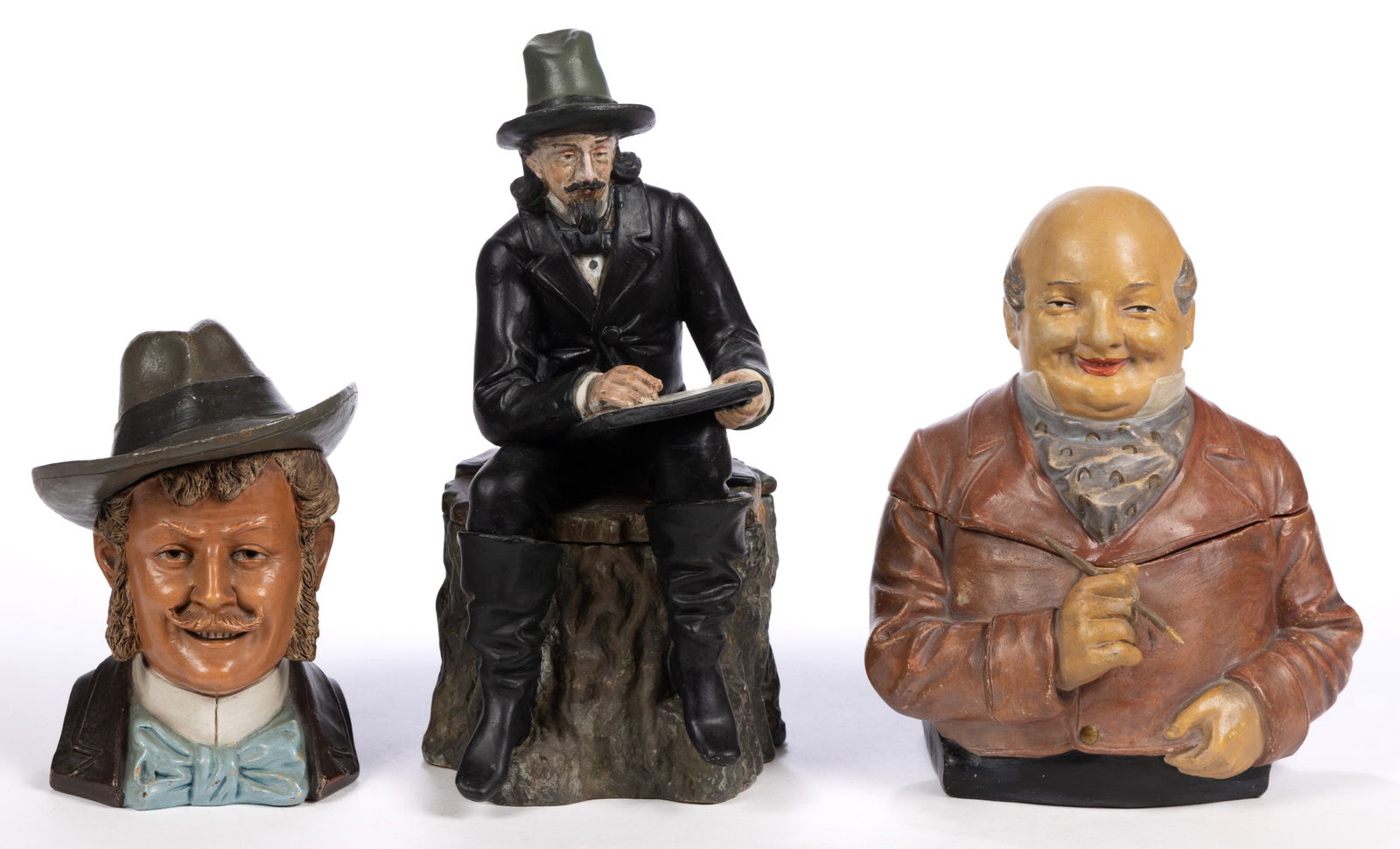 CONTINENTAL CERAMIC FIGURAL HUMIDORS, LOT OF THREE (1 of 5)