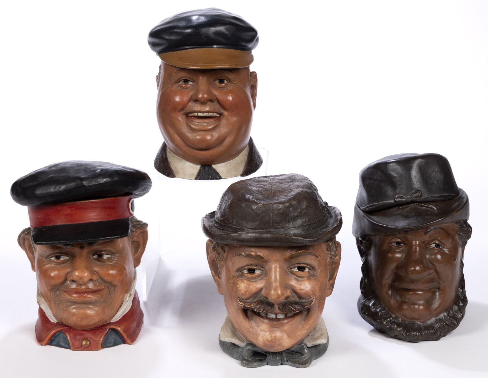 CONTINENTAL CERAMIC FIGURAL HEAD HUMIDORS, LOT OF FOUR (1 of 4)