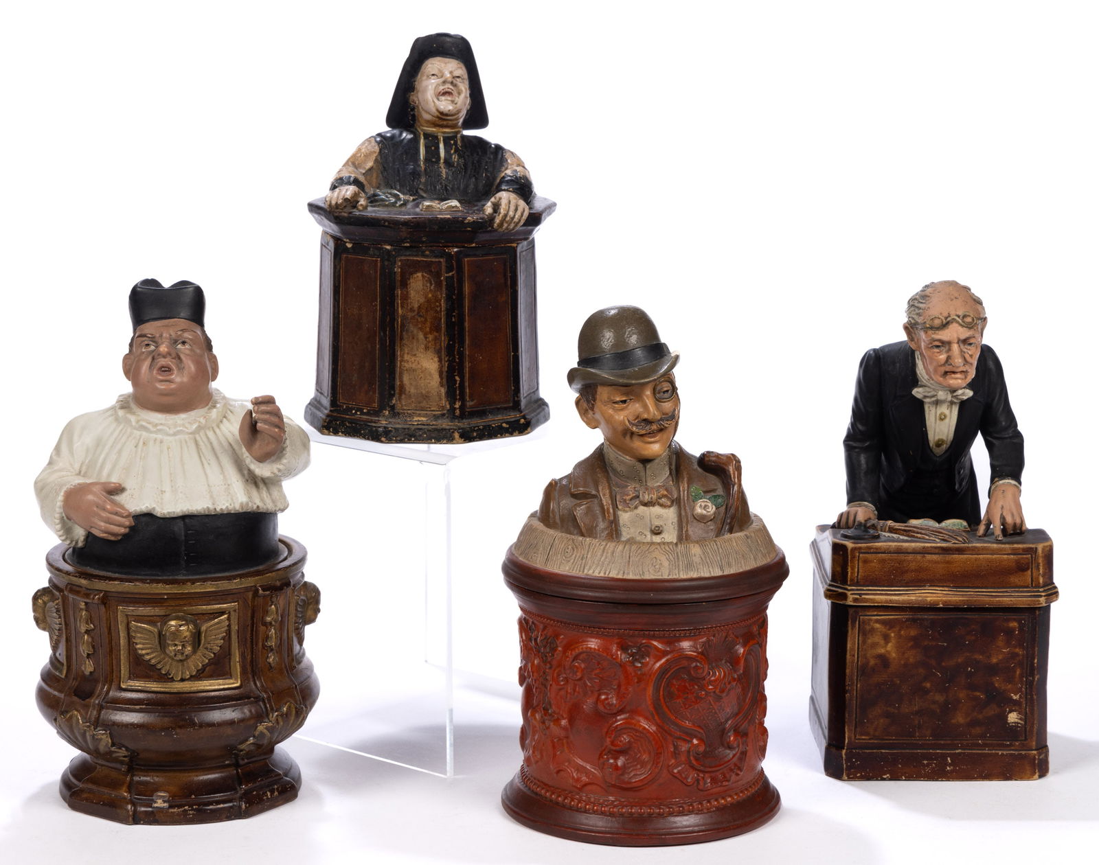 CONTINENTAL CERAMIC FIGURAL HUMIDORS, LOT OF FOUR (1 of 4)