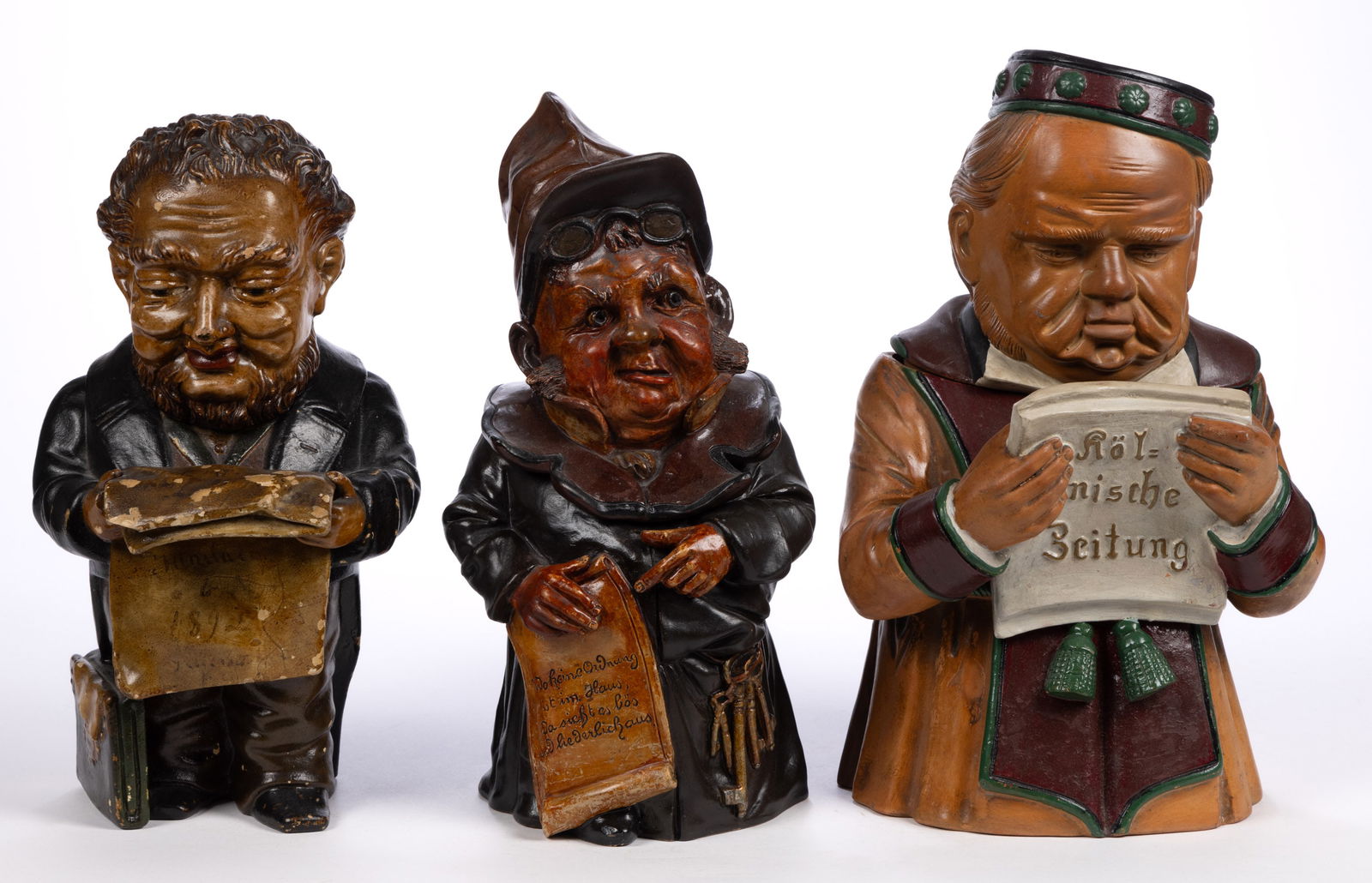 CONTINENTAL CERAMIC FIGURAL HUMIDORS, LOT OF THREE (1 of 5)