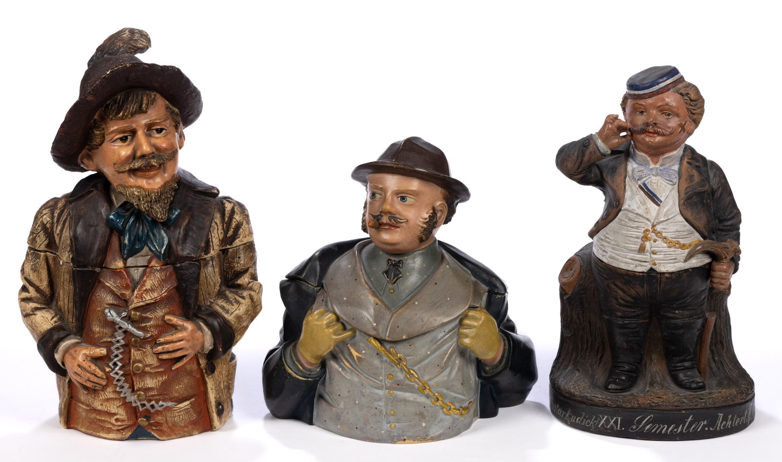 CONTINENTAL CERAMIC FIGURAL HUMIDORS, LOT OF THREE (1 of 5)