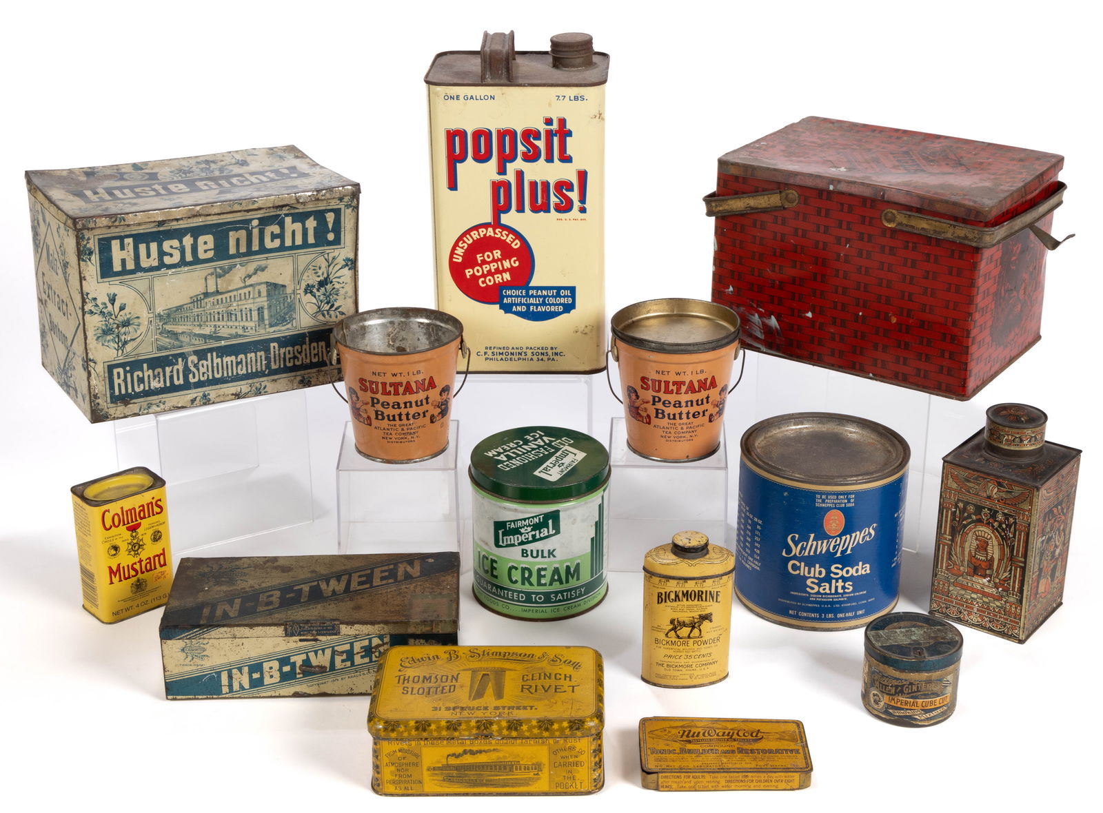 ASSORTED ADVERTISING TIN CONTAINERS, LOT OF 14 (1 of 1)
