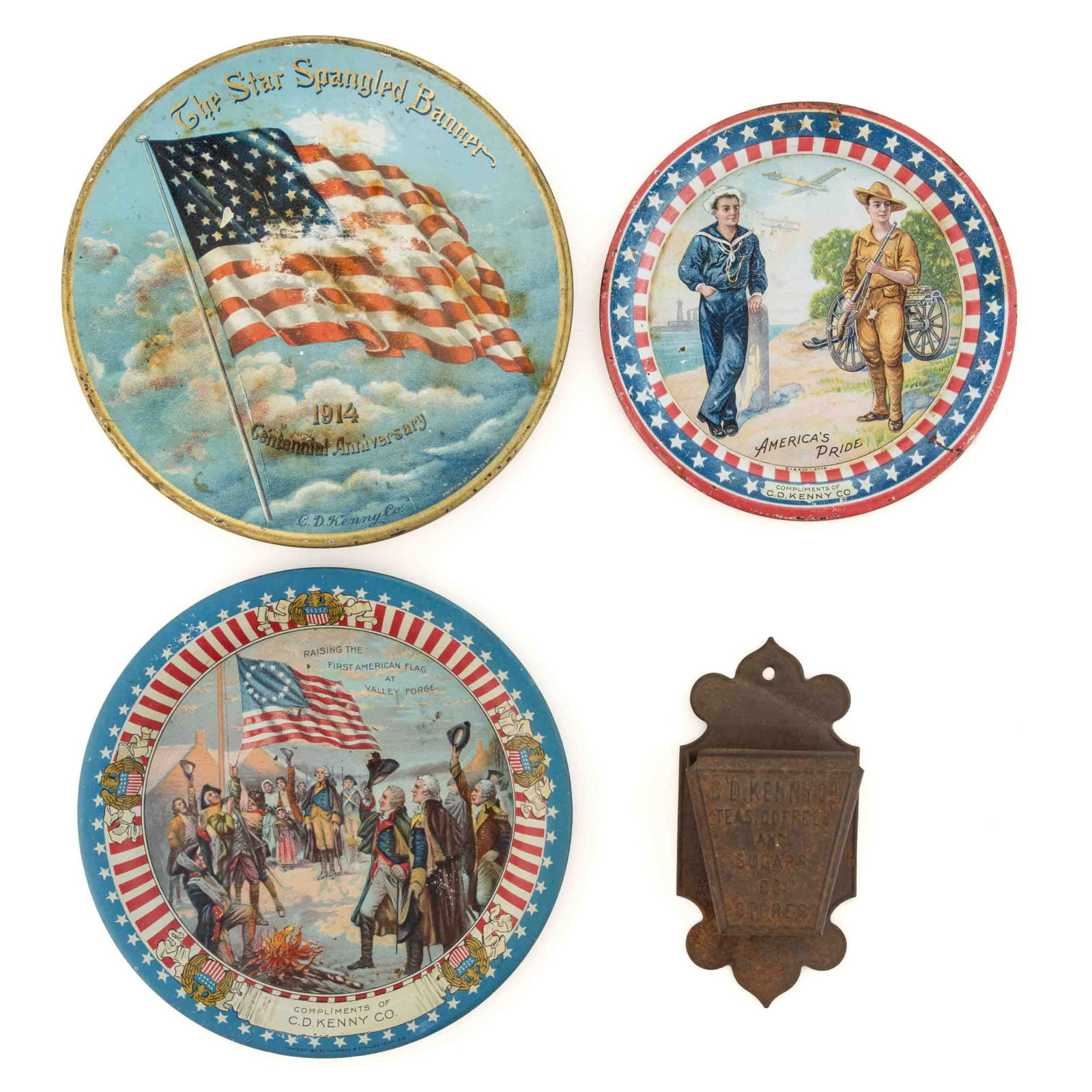 C. D. KENNY & CO. TIN ADVERTISING ARTICLES, LOT OF FOUR (1 of 1)