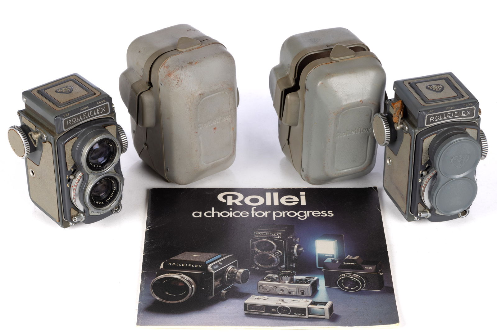 VINTAGE GERMAN ROLLEI ROLLEIFLEX 4X4 BABY TLR CAMERAS IN CASES, LOT OF TWO (1 of 3)