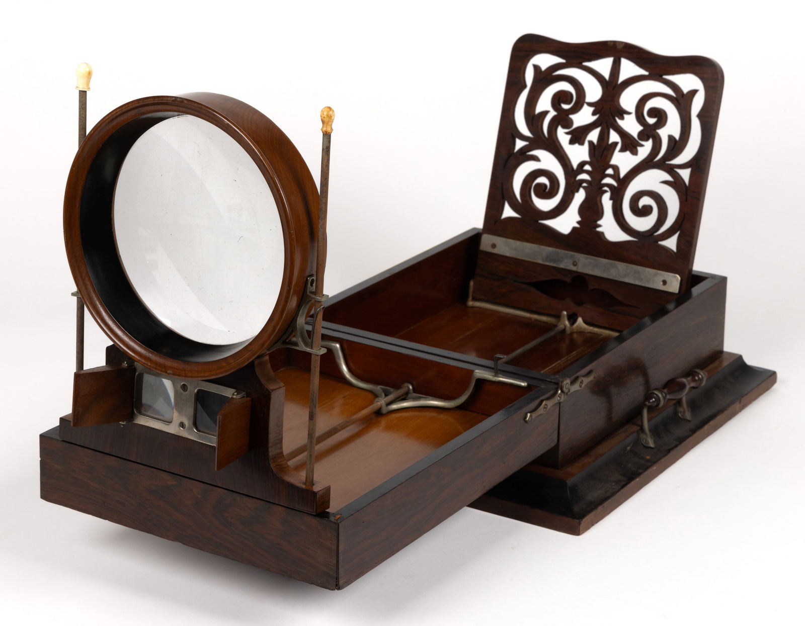 ANTIQUE ROSEWOOD CASED GRAPHOSCOPE / TABLETOP STEREOVIEWER (1 of 4)