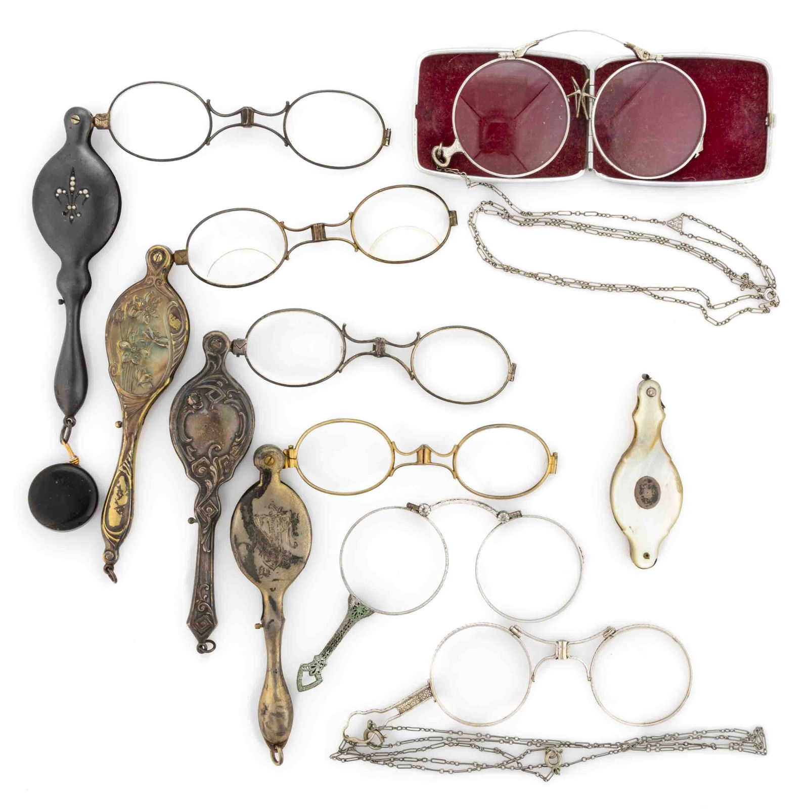 ASSORTED VICTORIAN AND ART NOUVEAU STYLE LORGNETTES, LOT OF EIGHT (1 of 2)
