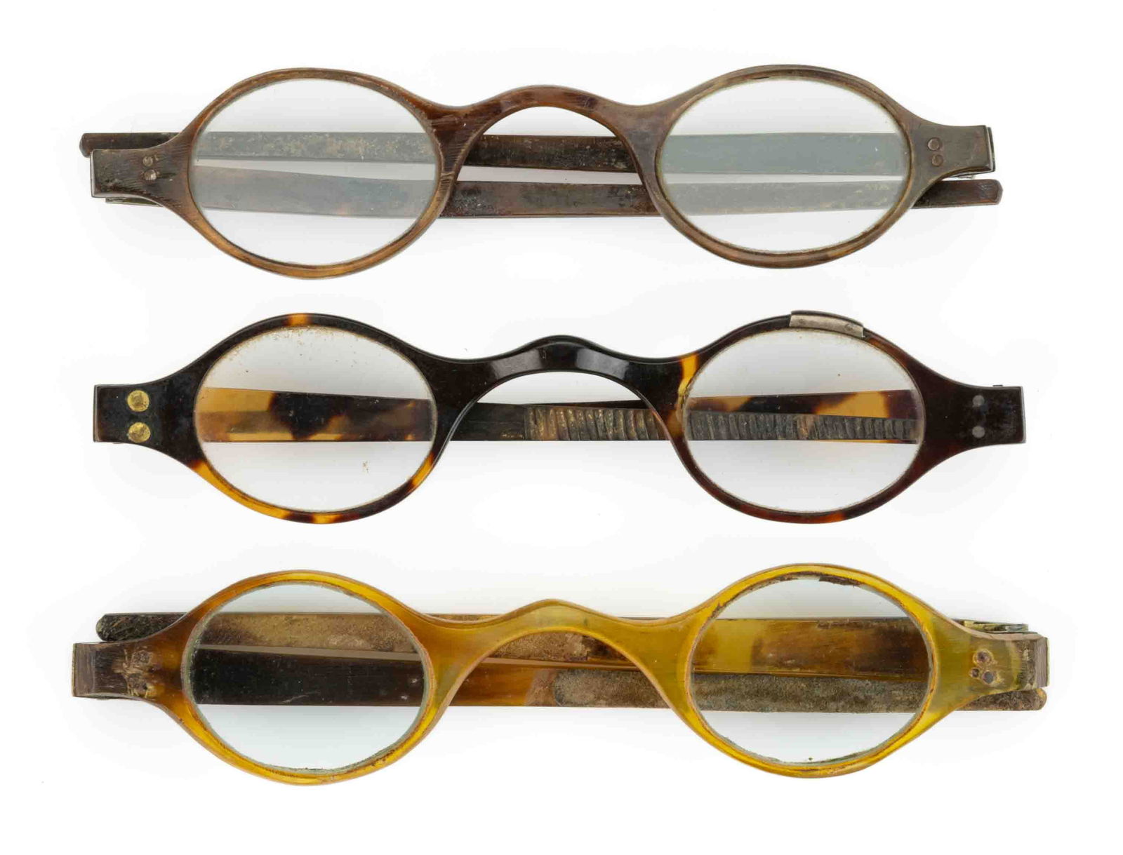 HORN OR TORTOISE SHELL WIG SPECTACLES, LOT OF THREE (1 of 1)