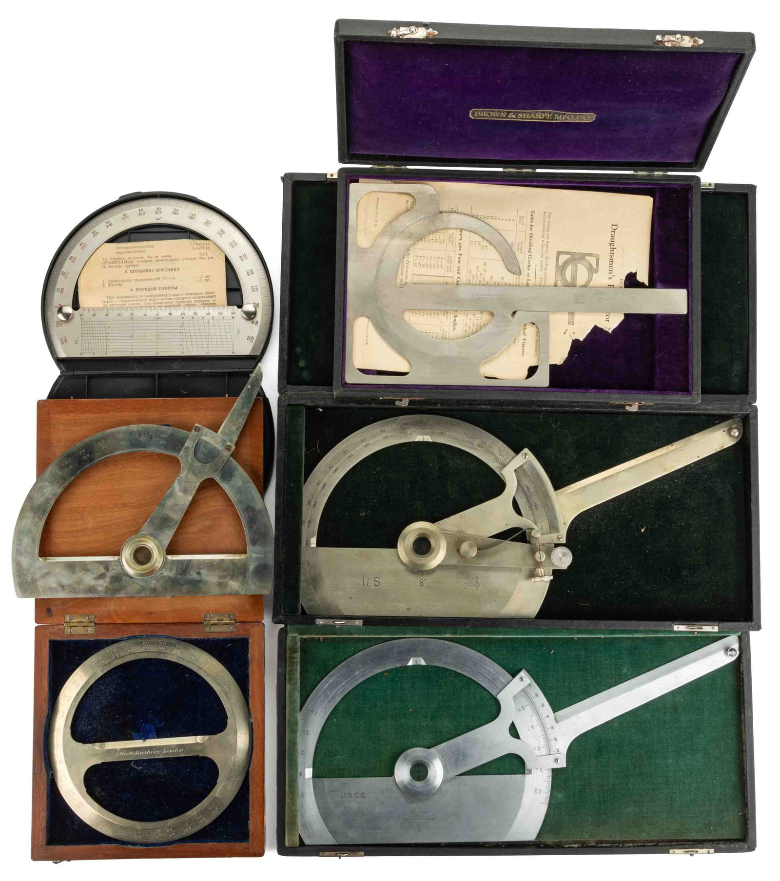 ASSORTED PROTRACTORS, LOT OF SIX (1 of 2)
