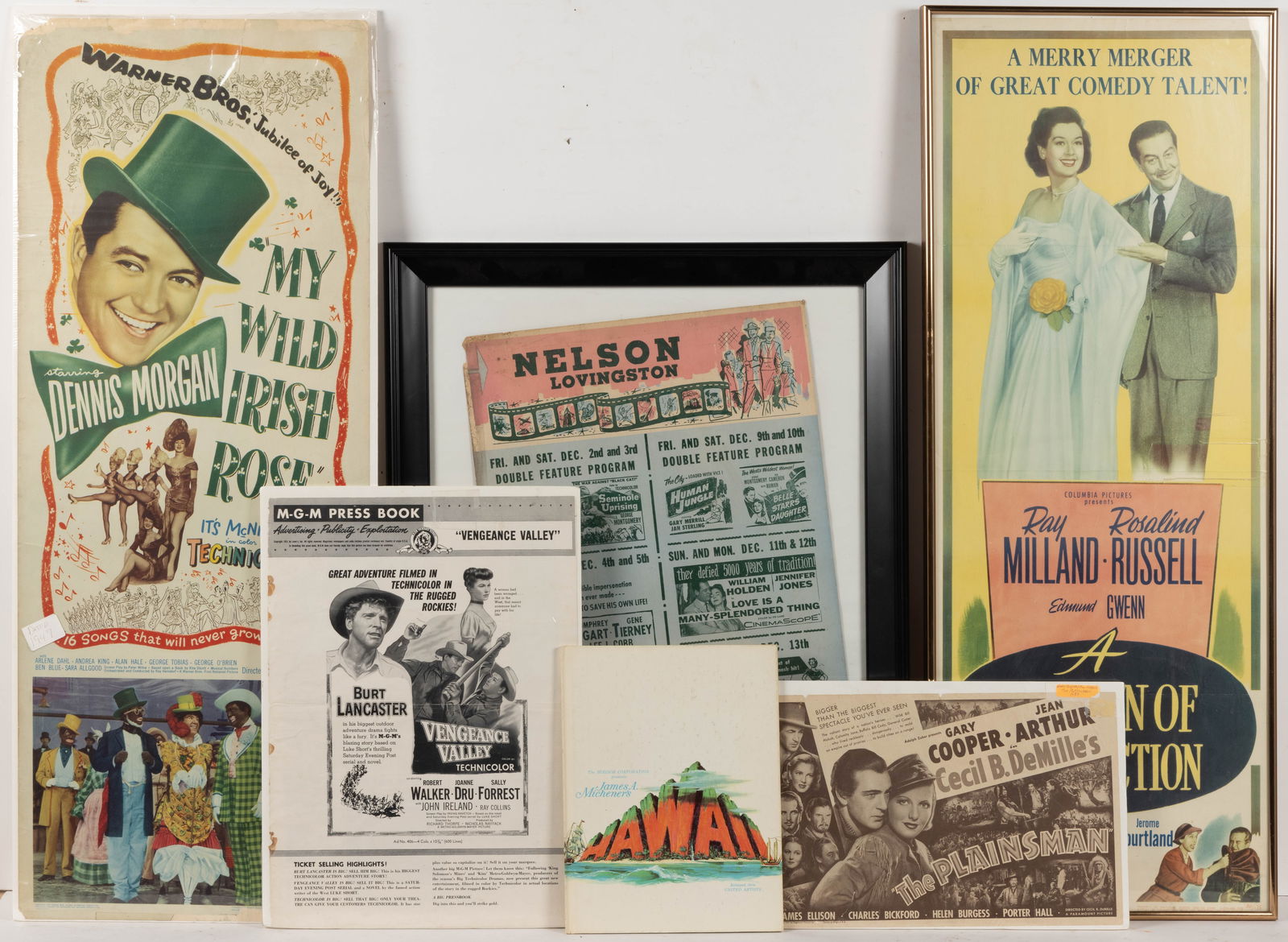 VINTAGE MOVIE POSTERS / PROMOTIONAL MATERIALS, LOT OF SIX (1 of 4)