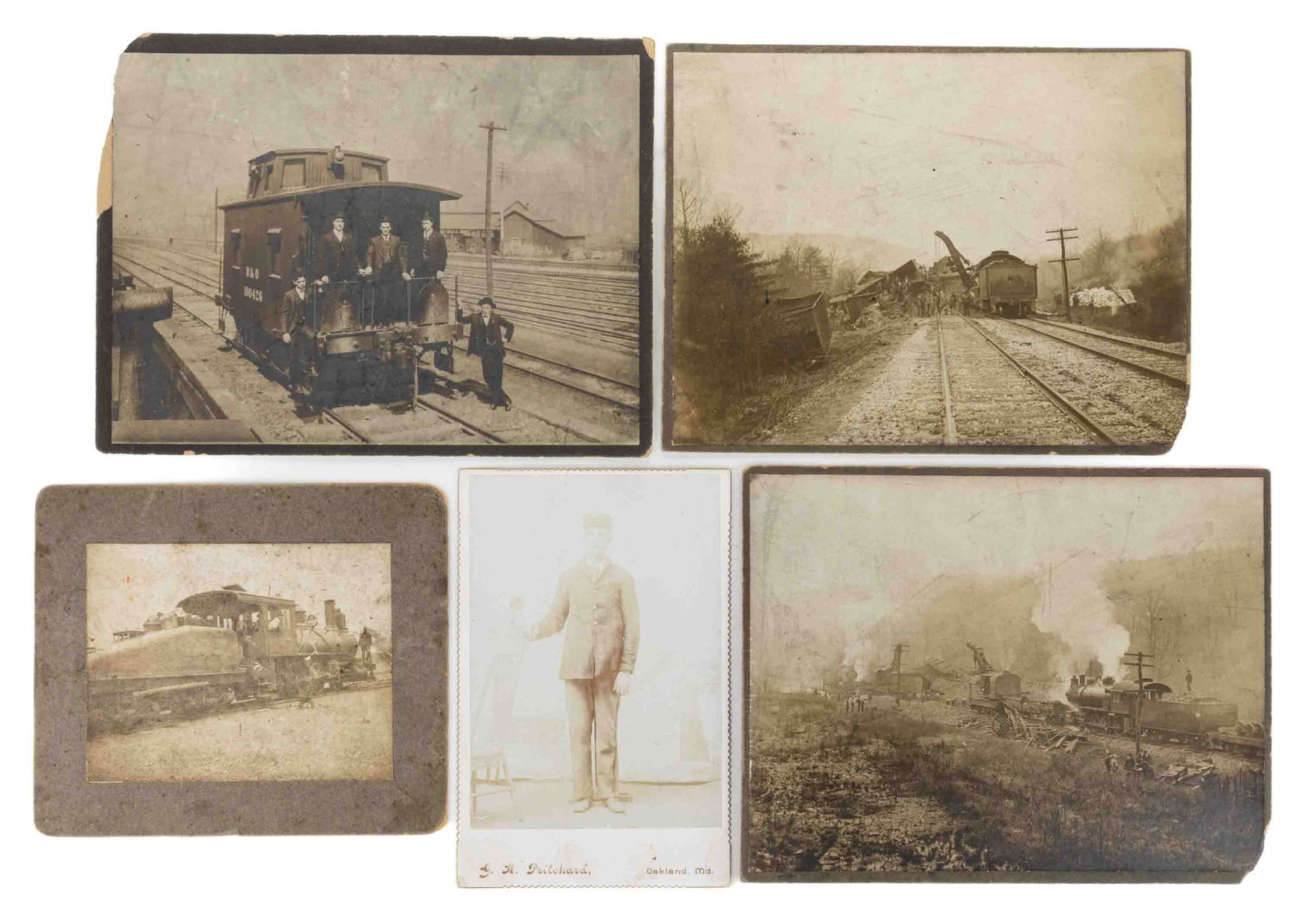 ANTIQUE RAILROAD PHOTOGRAPHS, LOT OF FIVE (1 of 1)