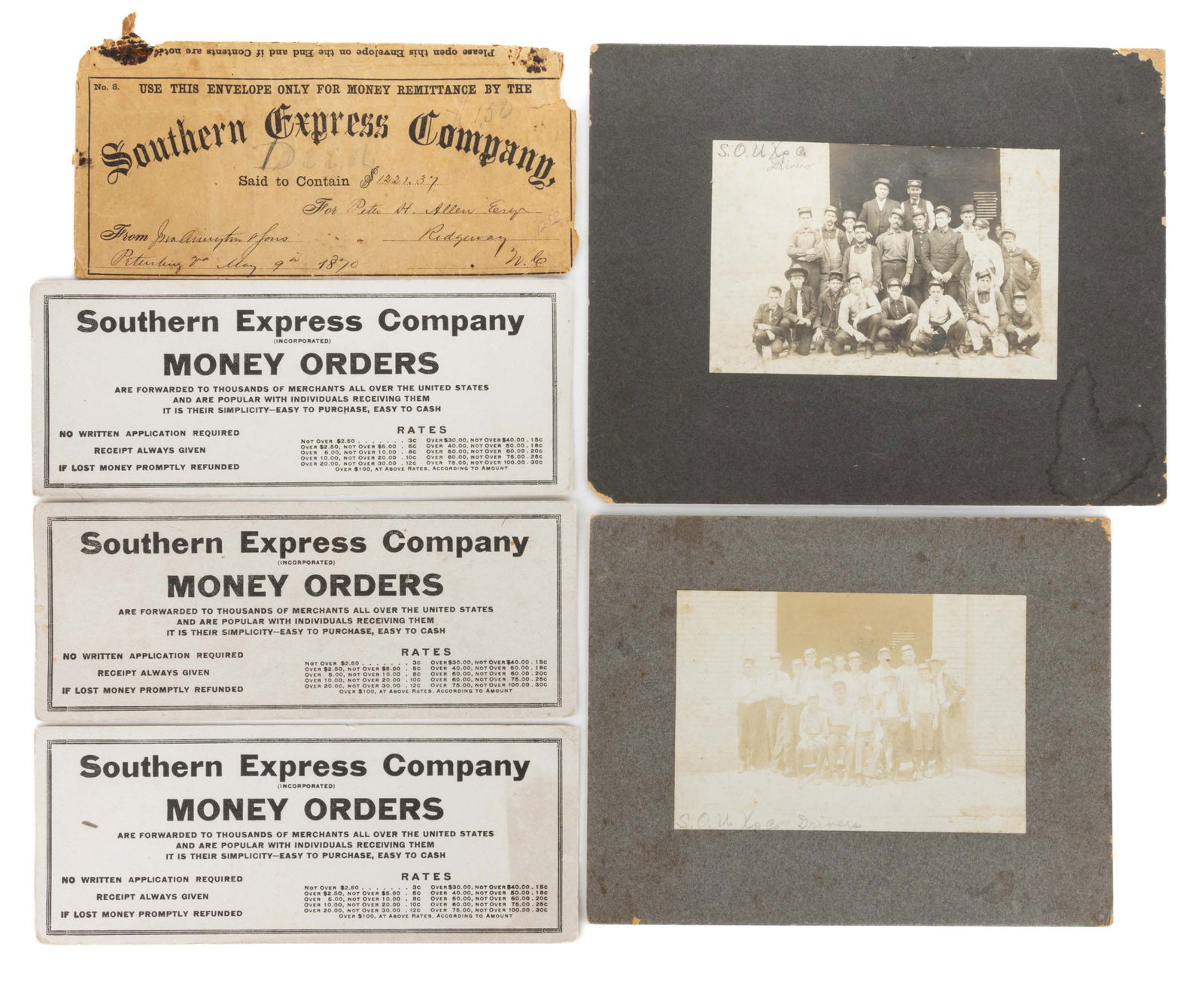 SOUTHERN EXPRESS CO. EPHEMERA AND PHOTOS, LOT OF SIX (1 of 1)