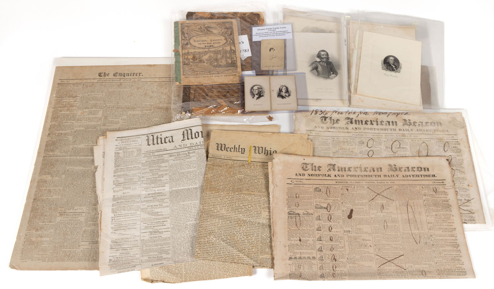 AMERICAN HISTORICAL NEWSPAPERS AND PRINTS, UNCOUNTED LOT (1 of 4)