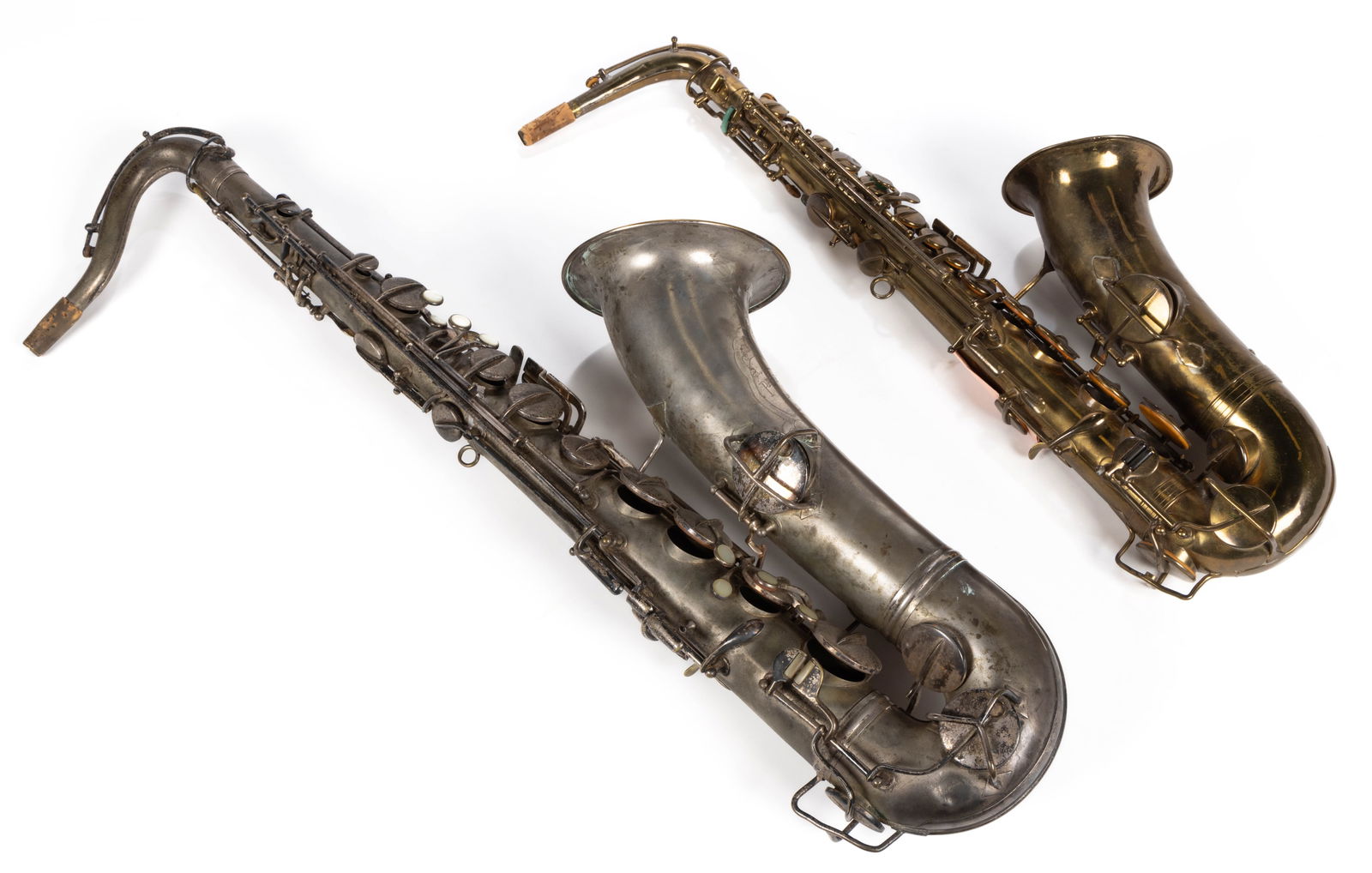 ANTIQUE / VINTAGE AMERICAN TENOR AND FRENCH ALTO SAXOPHONES, LOT OF TWO (1 of 5)