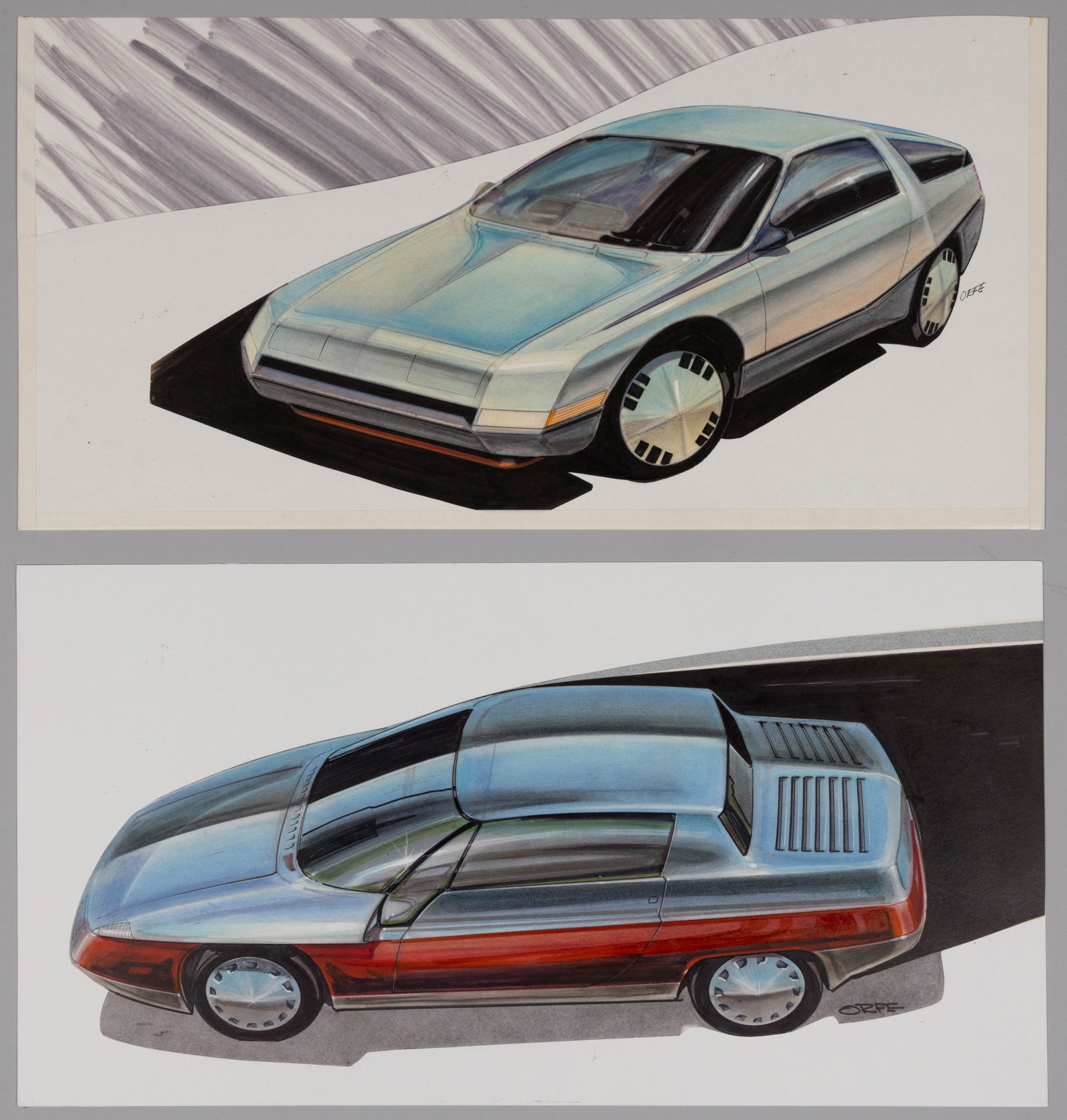JOHN ORFE (AMERICAN, 20TH CENTURY) ORIGINAL AUTOMOTIVE CONCEPT DRAWINGS, LOT OF TWO (1 of 3)