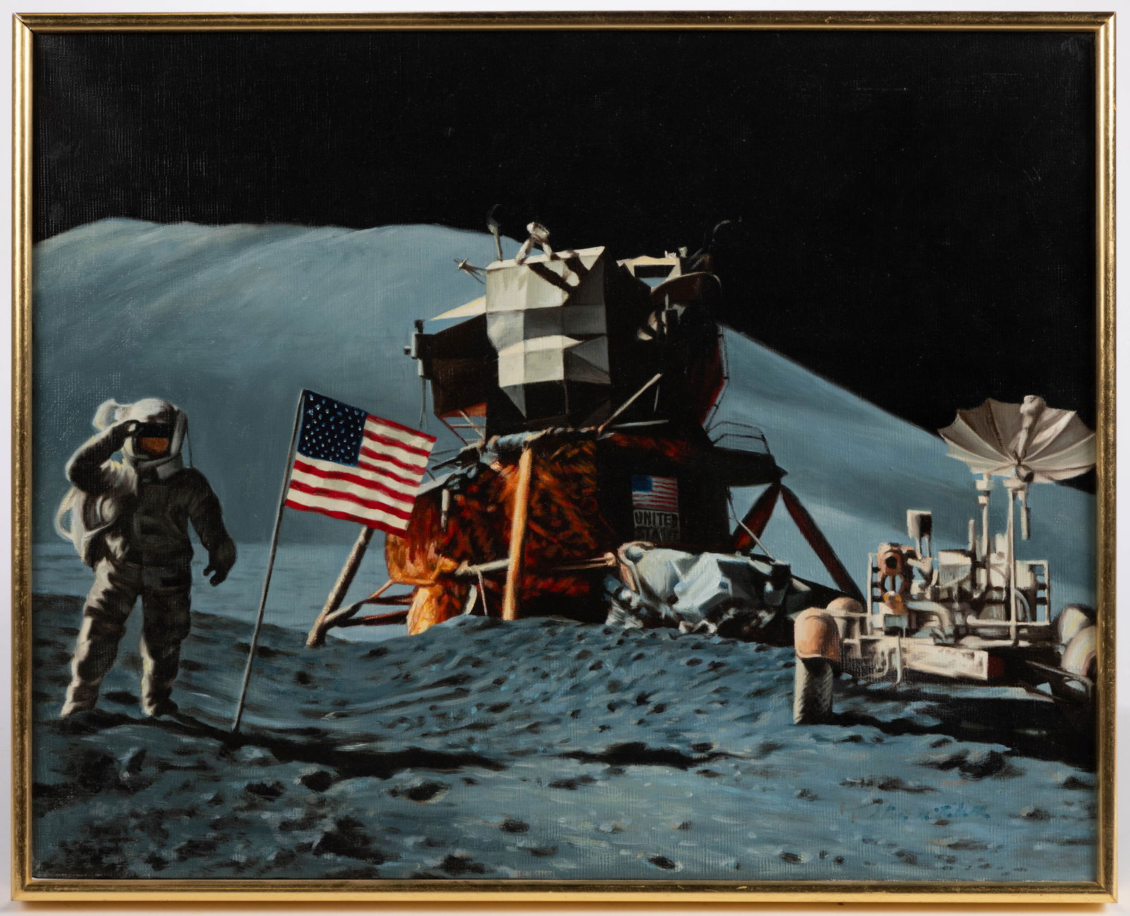STEVE MITCHELL (AMERICAN) THE MOON LANDING OIL PAINTING (1 of 5)