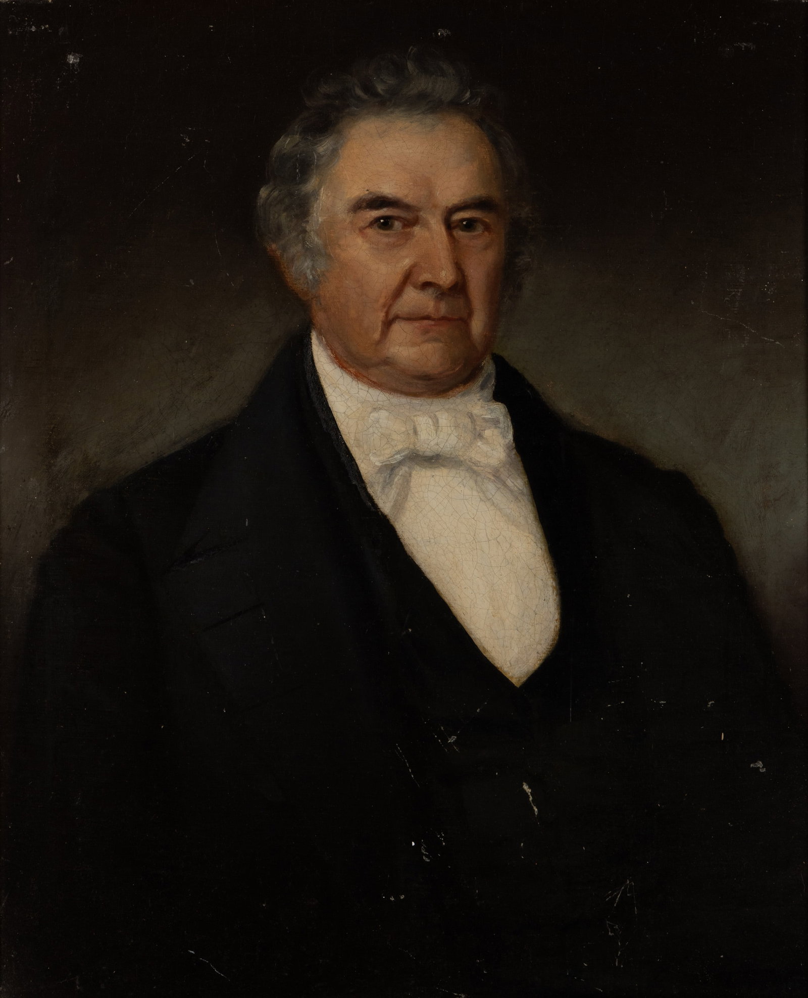 AMERICAN SCHOOL (19TH CENTURY) PORTRAIT WITH VIRGINIA ASSOCIATION: AMERICAN SCHOOL (19TH CENTURY) PORTRAIT WITH VIRGINIA ASSOCIATION, oil on canvas, said to be of William Albert Bragg (Henrico County, VA, 1809-1863), waist-length depiction of an older gentleman in a 