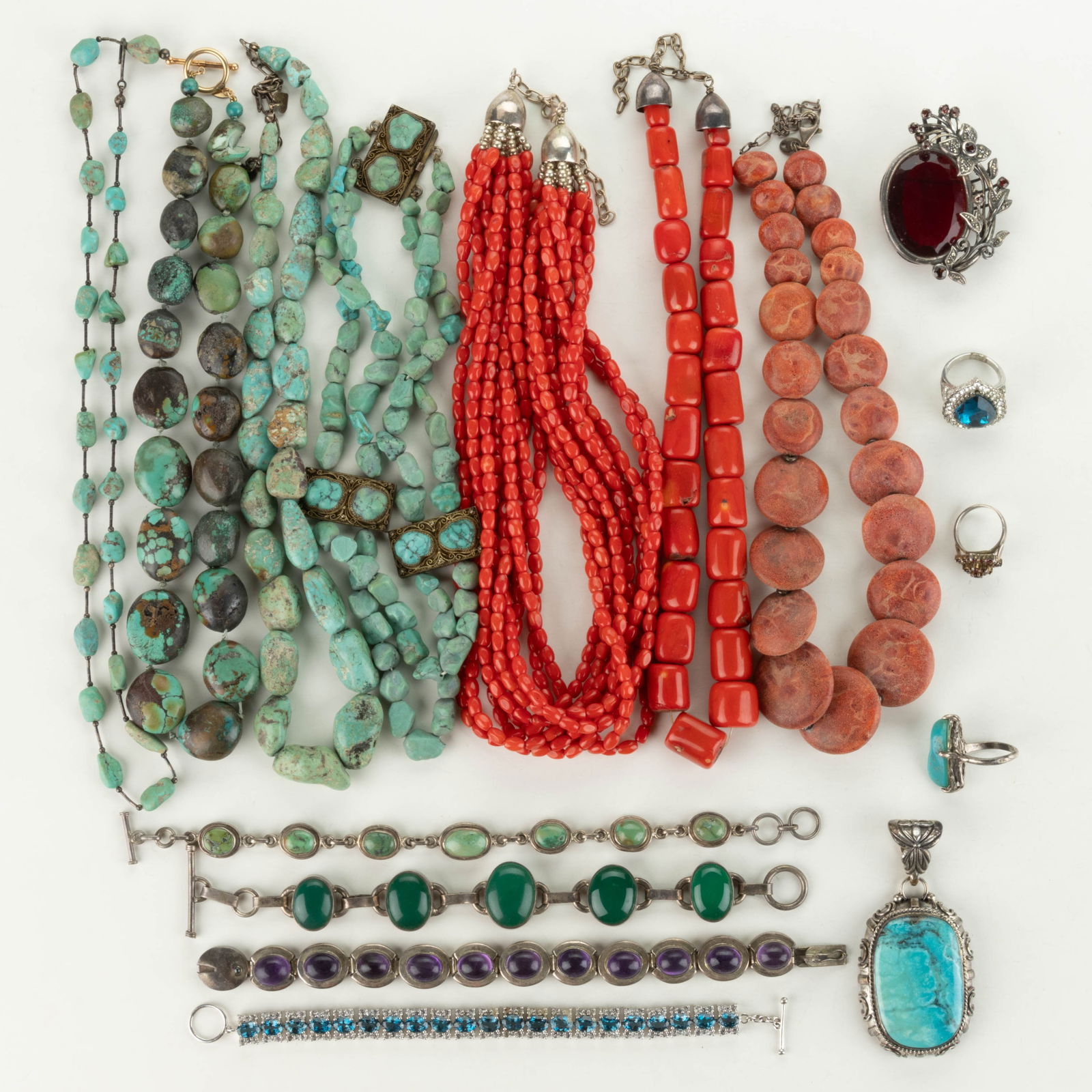 VINTAGE / CONTEMPORARY SOUTHWESTERN-STYLE AND ASSORTED STERLING SILVER AND OTHER JEWELRY, LOT OF 16 (1 of 1)